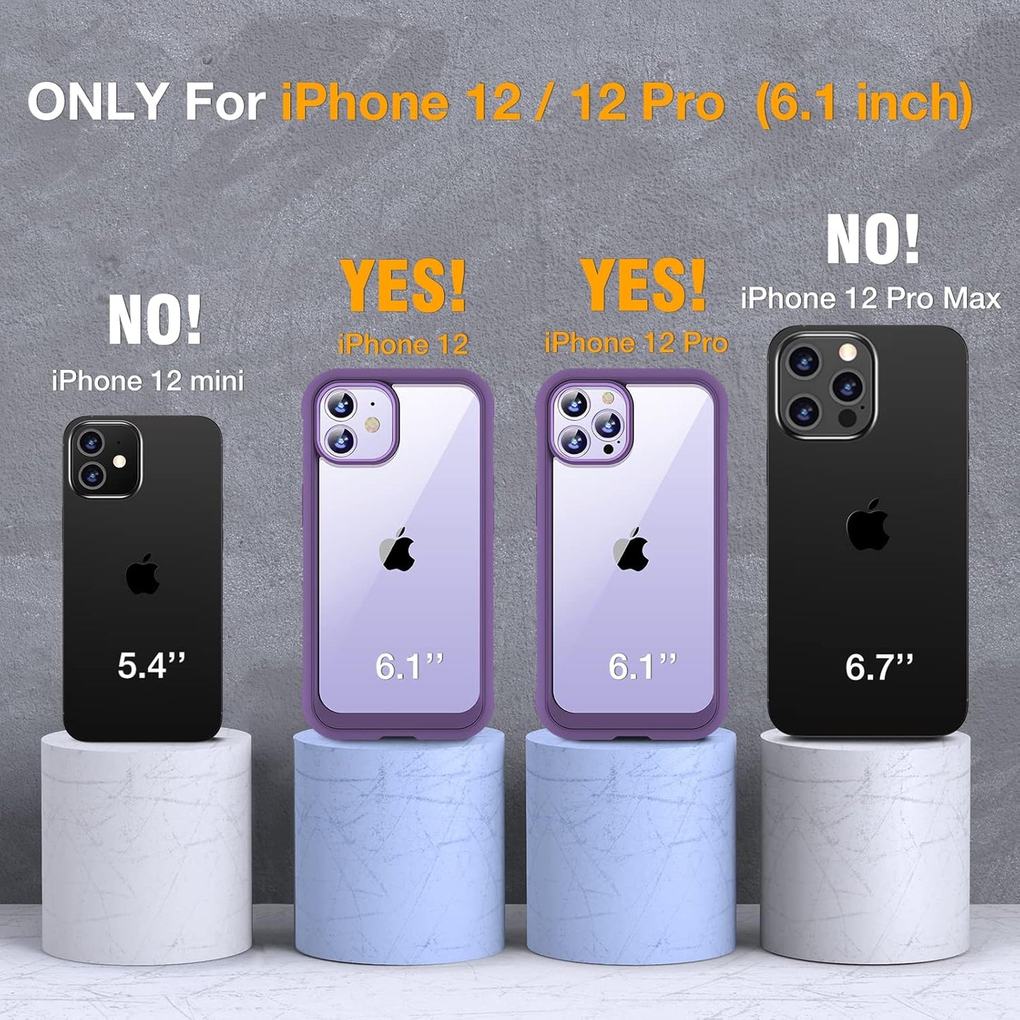 Miracase Glass Series for iPhone 12/12 Pro Case 6.1 inch, Upgraded Full-Body Rugged Phone Bumper Case Cover with Built-in 9H Tempered Glass Screen Protector and Camera Protector, Purple