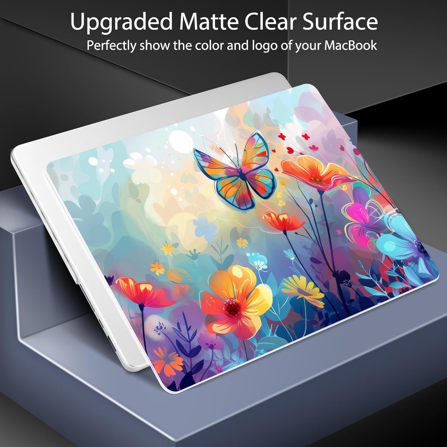 for MacBook Pro 16 inch Case 2021 2022 2023 2024 Release A3186 A3403 M4 A2991 M3 A2780 M2 A2485 M1 Pro/Max, Hard Shell Case with Screen Protector & Keyboard Cover, Flowers & Butterflies