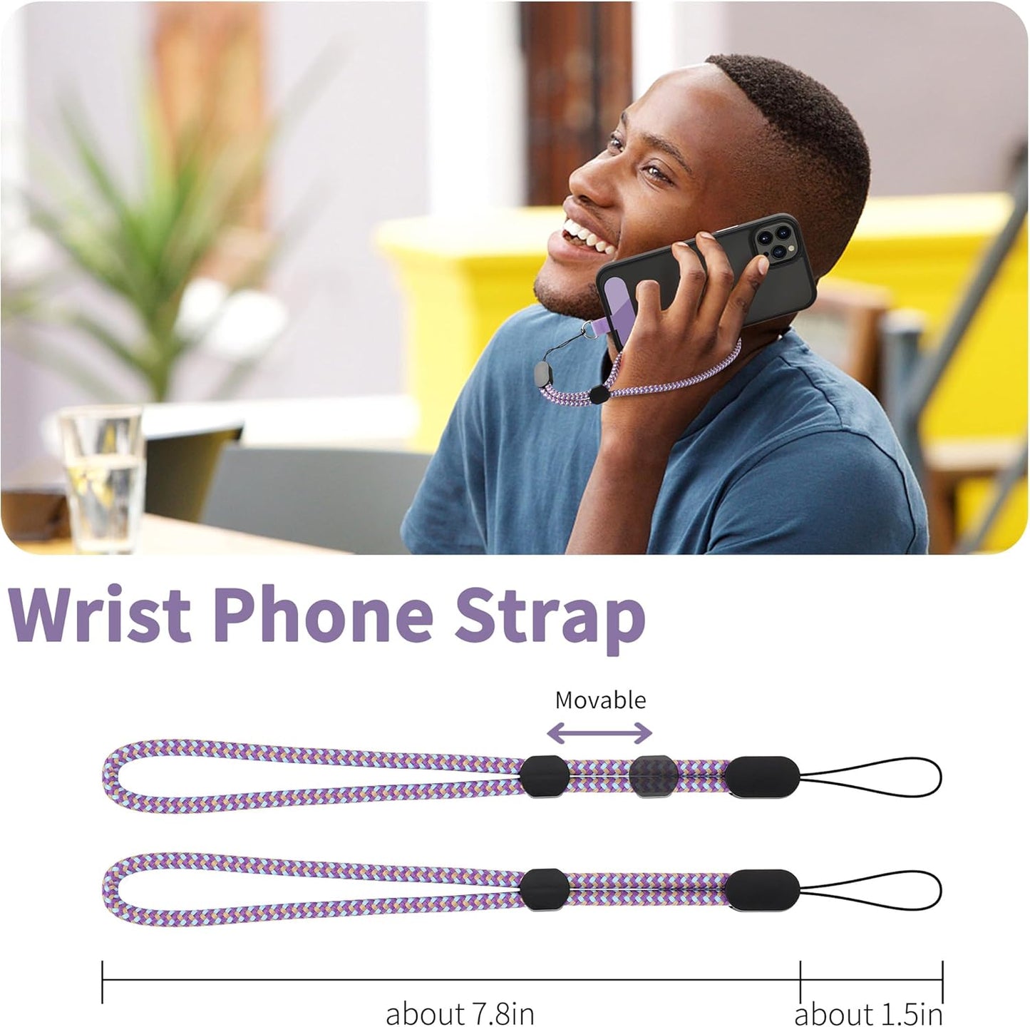 CACOE Cell Phone Lanyard Universal Crossbody Multifuctional Lanyard Compatible with Most Smartphones (Purple Blue, 30"（Neck Strap×1）+8"（Wrist Strap×1）)