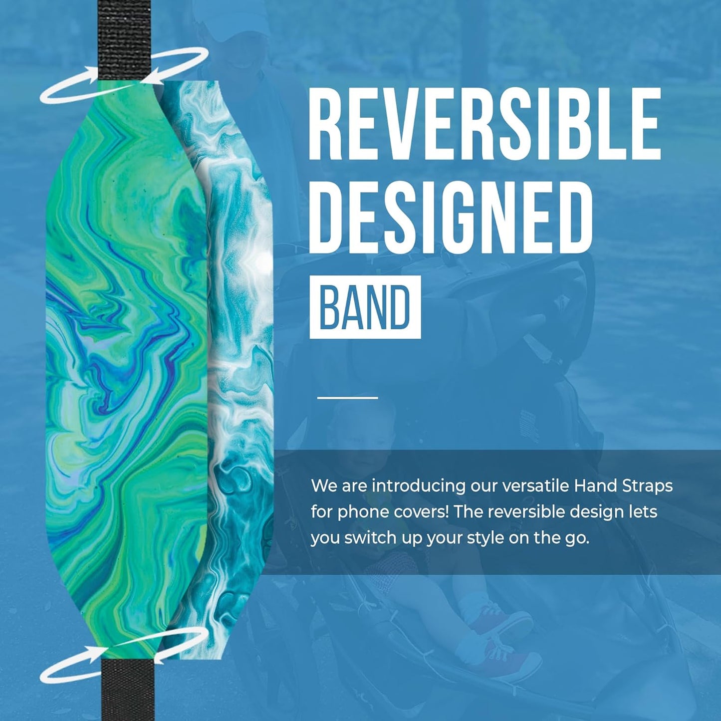 Phone Grip Strap - Reversible Finger Holder for Phone Back, Customizable Anti-Slip Design, Wireless Charging Compatible Detachable Holder for iPhone - Ripple Opal