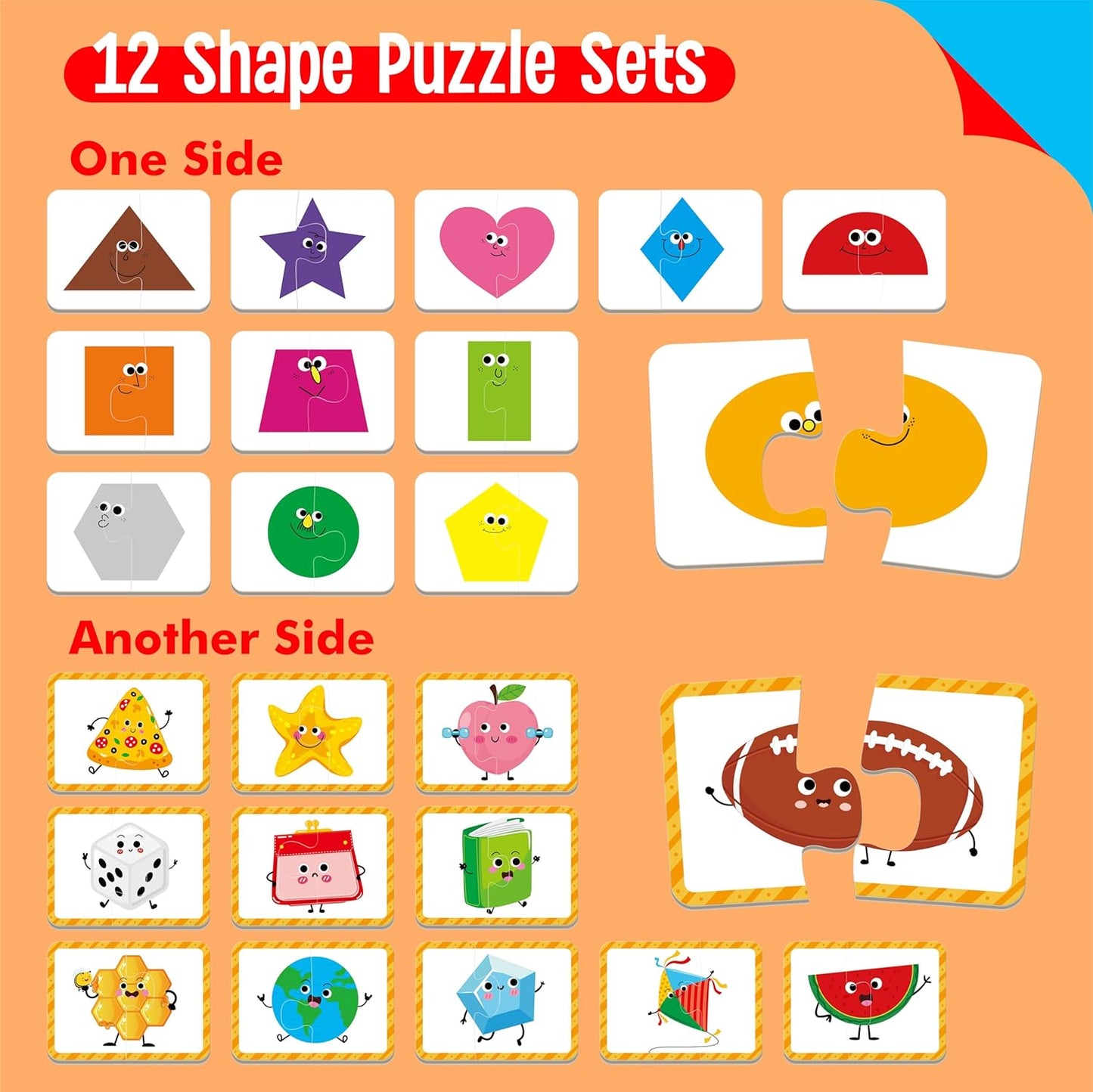 24 Set Color & Shape Puzzles, Self-Correcting Puzzle Matching Game Educational Hands-on Activities for Toddlers, Kindergarten, First Learning Learning Games Toys for 3 Years Old