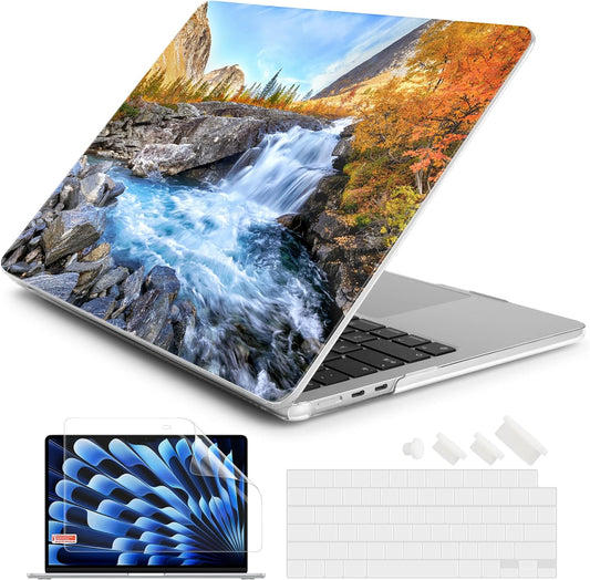 Batianda Premium Case for New MacBook Air 15 inch 2025 M4 2024 2023 with M3 M2 Chip Model A3114 A2941, Designed Protective Plastic Hardshell & Keyboard Cover & Screen Protector, Fall