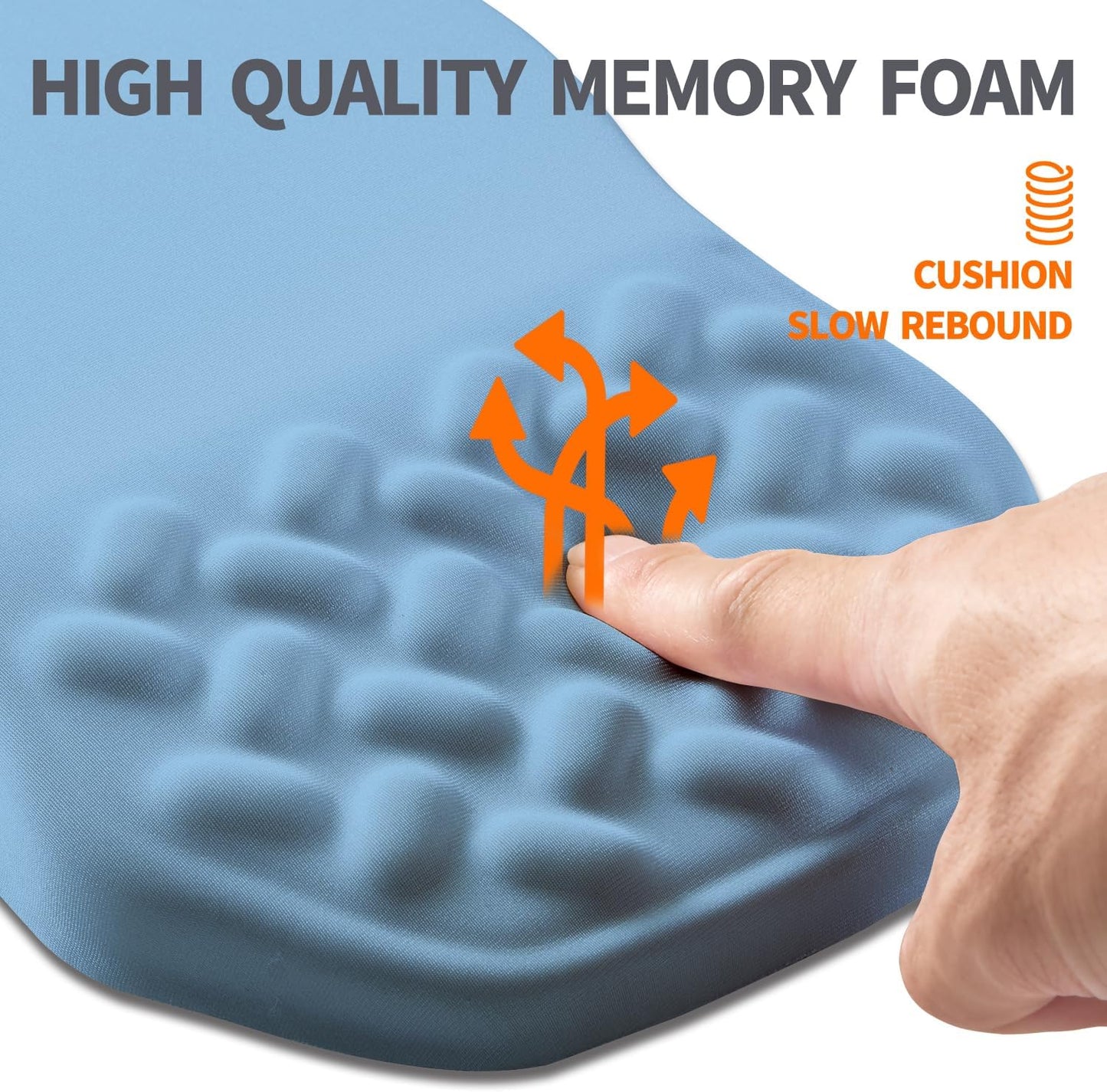 Ergonomic Slope Mouse Pad Wrist Support, Wrist Rest Mousepad for Carpal Tunnel Pain Relief with Massage Bulge and Slow Rebound Memory Foam (12x8 inch, Sky Blue)