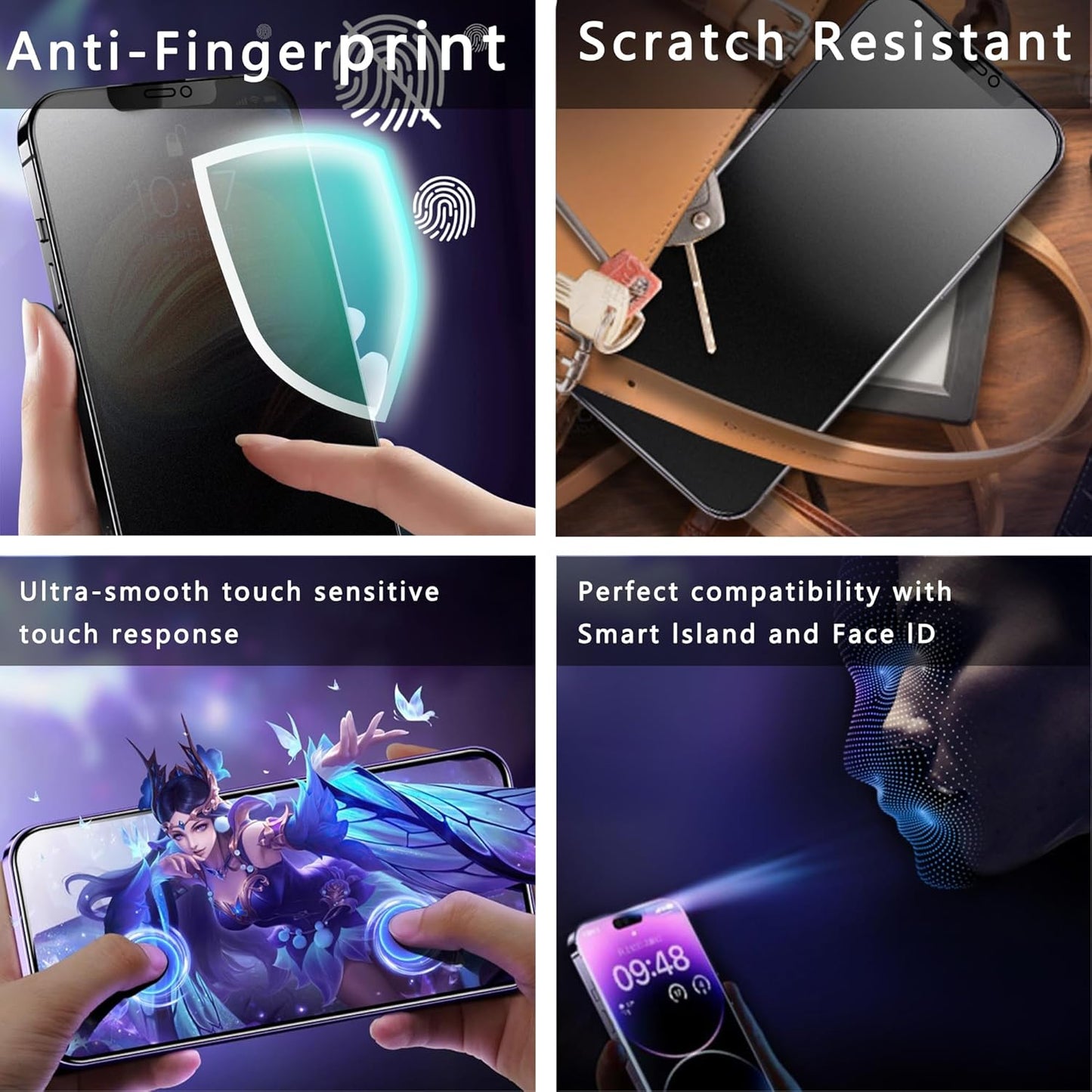 (2-Pack Matte Privacy Anti-Spy Screen Protector for iPhone 11 Pro Max/XS Max (6.5-Inch),9H Tempered Glass,Anti-Glare,Full Coverage,Anti-Fingerprint,Auto Dust Removal,Bubble-Free