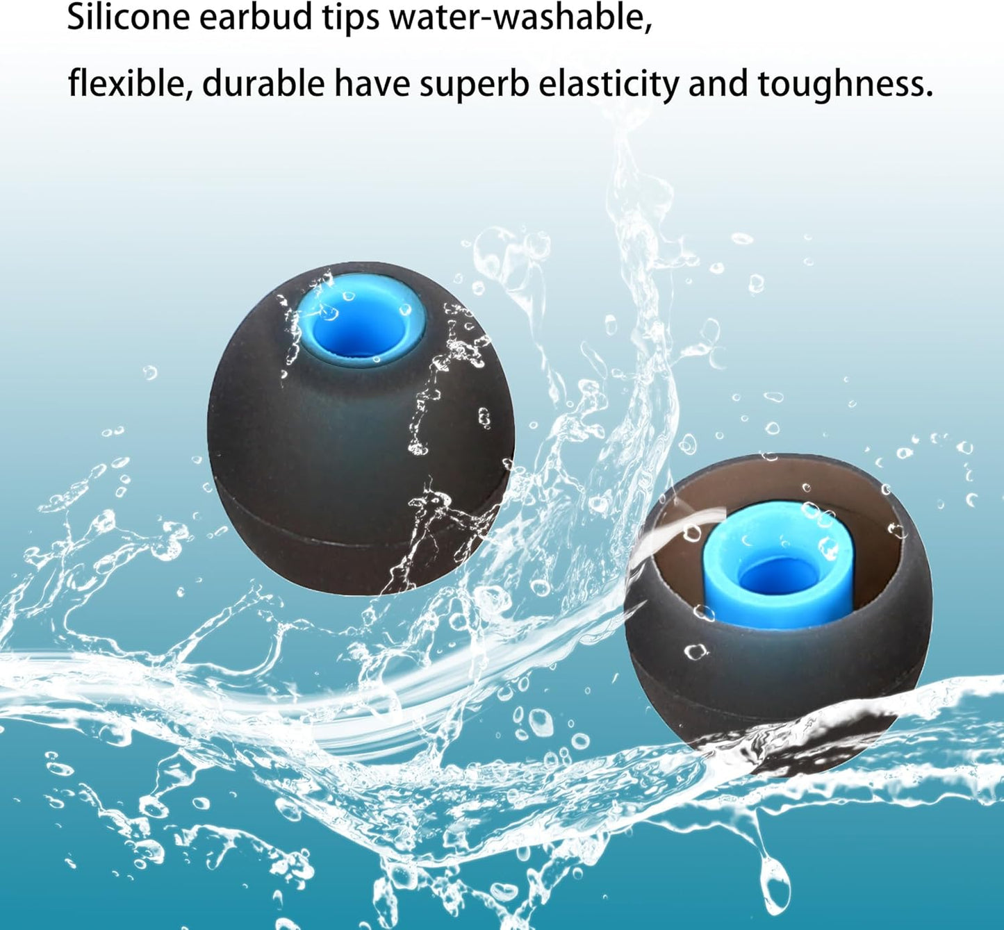 Silicone Earbud Tips for Most In-Ear Earbuds (Inner Hole 3.8mm -5.1mm) - 9 Pairs S M L