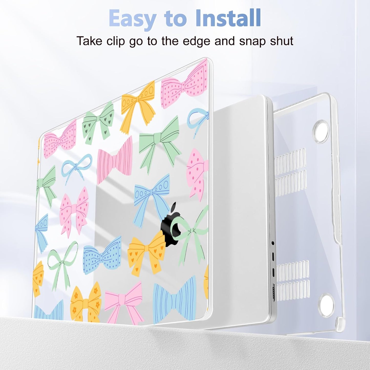 for MacBook Pro 16 inch Case 2021 2022 2023 2024 Release A3186 A3403 M4 A2991 M3 A2780 M2 A2485 M1 Pro/Max, Hard Shell Case with Screen Protector & Keyboard Cover, Colorful Bow