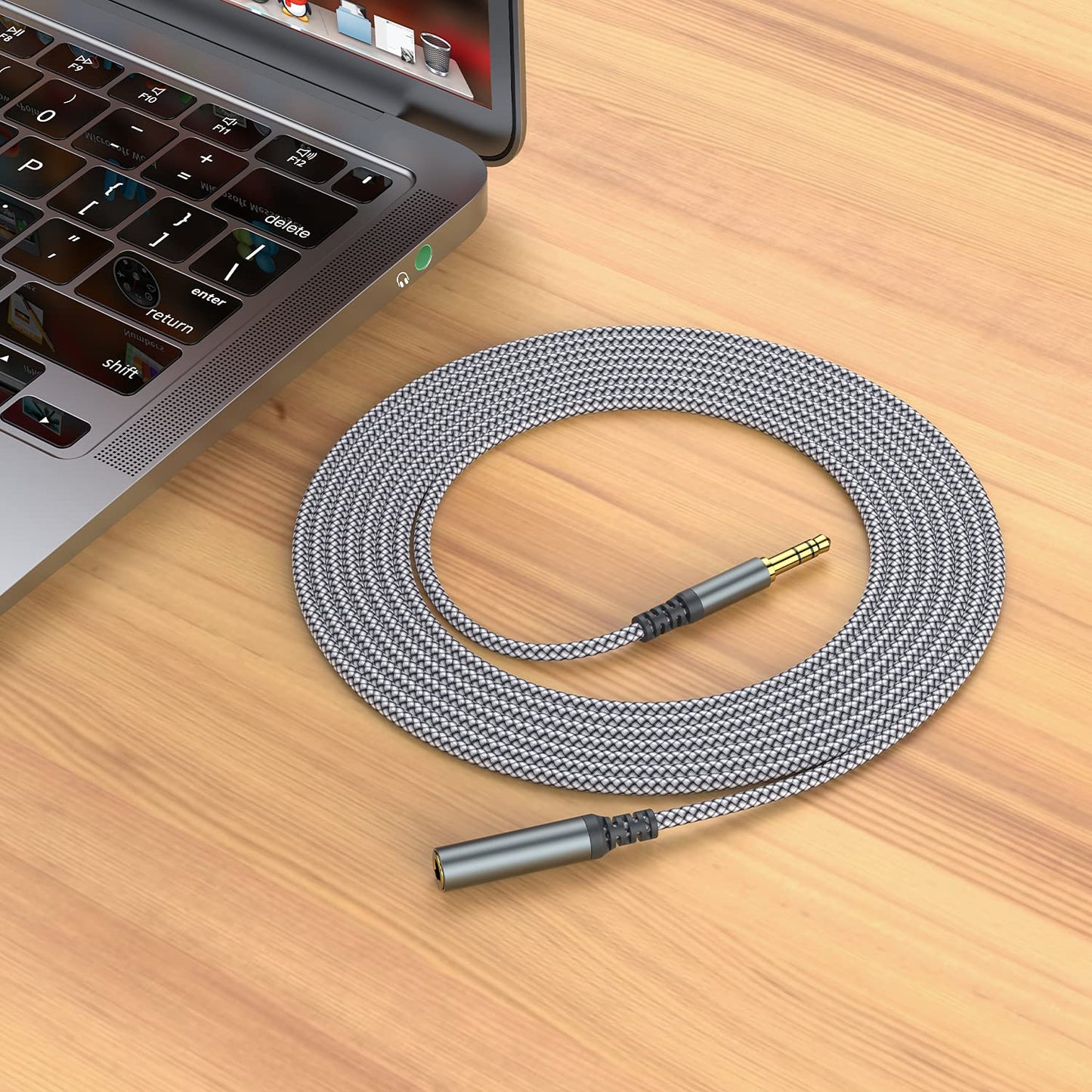 MCSPER Headphone Extension Cable, [2-Pack, 6.6ft Hi-Fi ] 3.5mm Extension AudioMale to Female Aux Adapter Hi-Fi Sound Stereo Extender Cord for Headset, iPhone, iPad, Smartphones, Tablets & More (Grey)