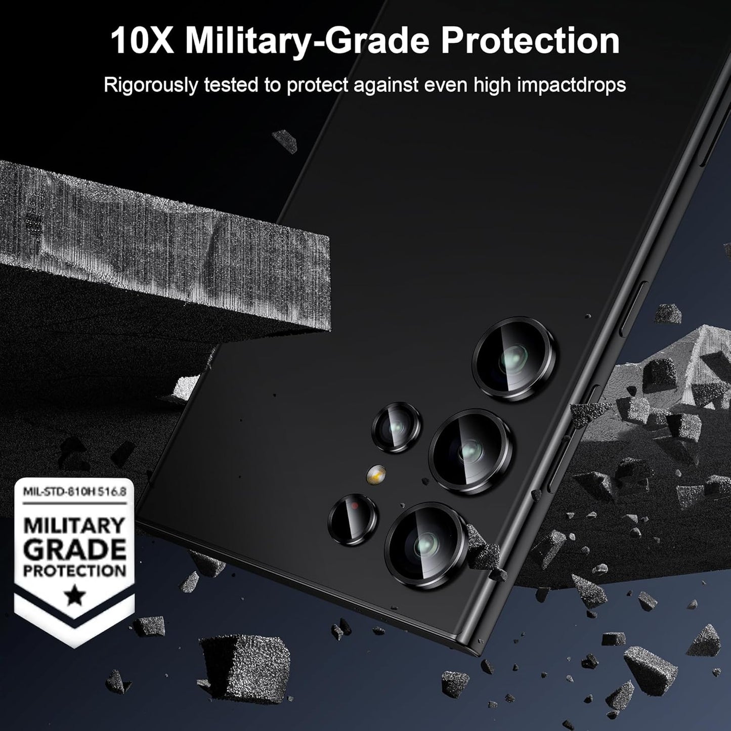 WSKEN for Samsung Galaxy S24 Ultra Camera Lens Protector, Ultra Thin Scratch Resistant 9H Tempered Glass with Aluminum Metal Circle Camera Screen Protector Cover Accessories, Black