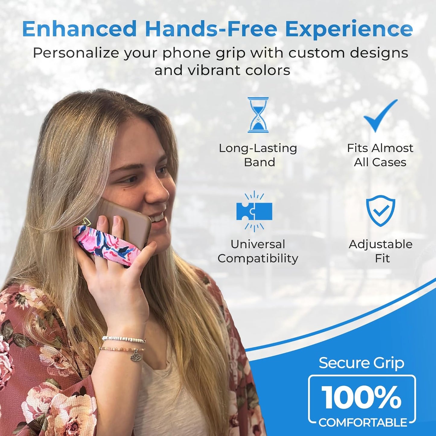 Phone Grip Strap - Pack of 2 Reversible Finger Holder for Phone Back, Customizable Anti-Slip Design, Wireless Charging Compatible Detachable Holder for iPhone - Color