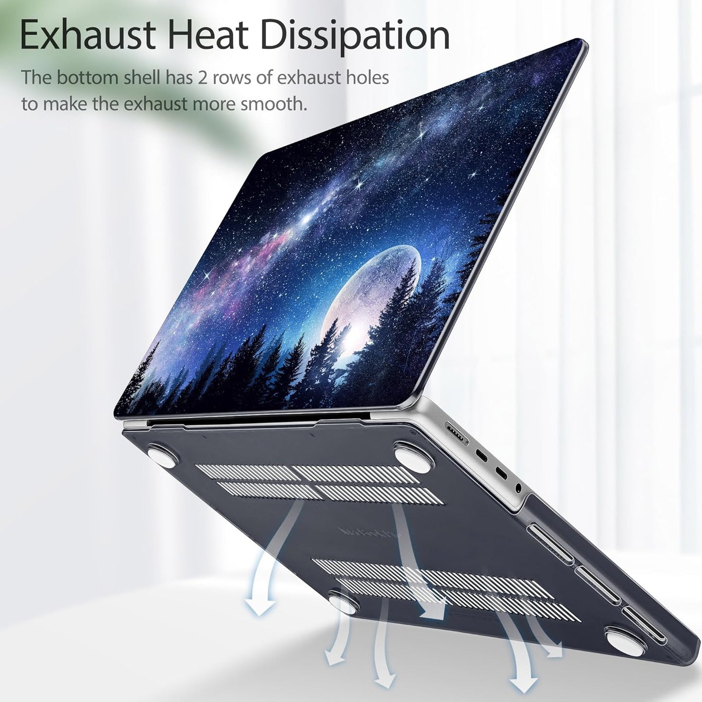 Tuiklol for M4 MacBook Pro 14 Inch Case 2024-2021 Release A3112 A3401 A3185/M3 A2918 A2992/M2 A2779/M1 A2442 Pro/Max Chip,Hard Shell Case with Screen Protector for Touch ID, Moonlight