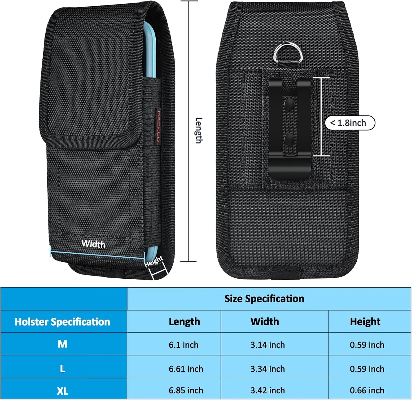 Phone Holster for Belt with Metal Clip and Magnetic Closure Compatible with iPhone 16/15/14/13/12 Pro and Non-Pro, Galaxy S25 S24 S23 S22 for Everyday Protection, M-Black