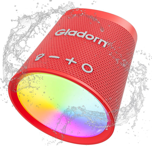 Portable Bluetooth Speaker Wireless with 9 Color Lights, 20H Playtime, Stereo Pairing, Deep Bass, IPX6 Waterproof, Bluetooth 5.3, Small Speaker for Home, Party, Outdoor, Camping, Beach, Gift