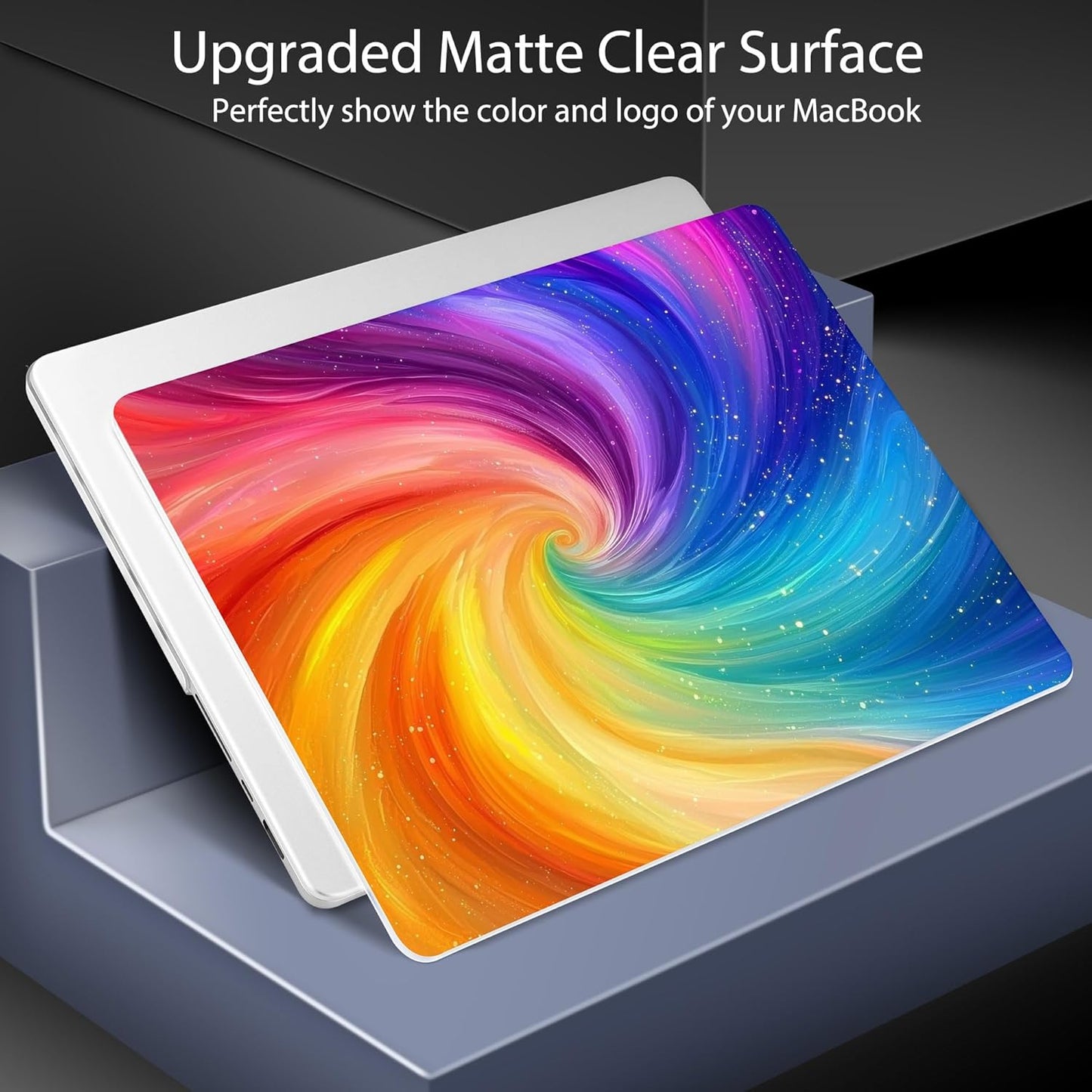 for MacBook Pro 16 inch Case 2021 2022 2023 2024 Release A3186 A3403 M4 A2991 M3 A2780 M2 A2485 M1 Pro/Max, Hard Shell Case with Screen Protector & Keyboard Cover, Swirling Rainbow