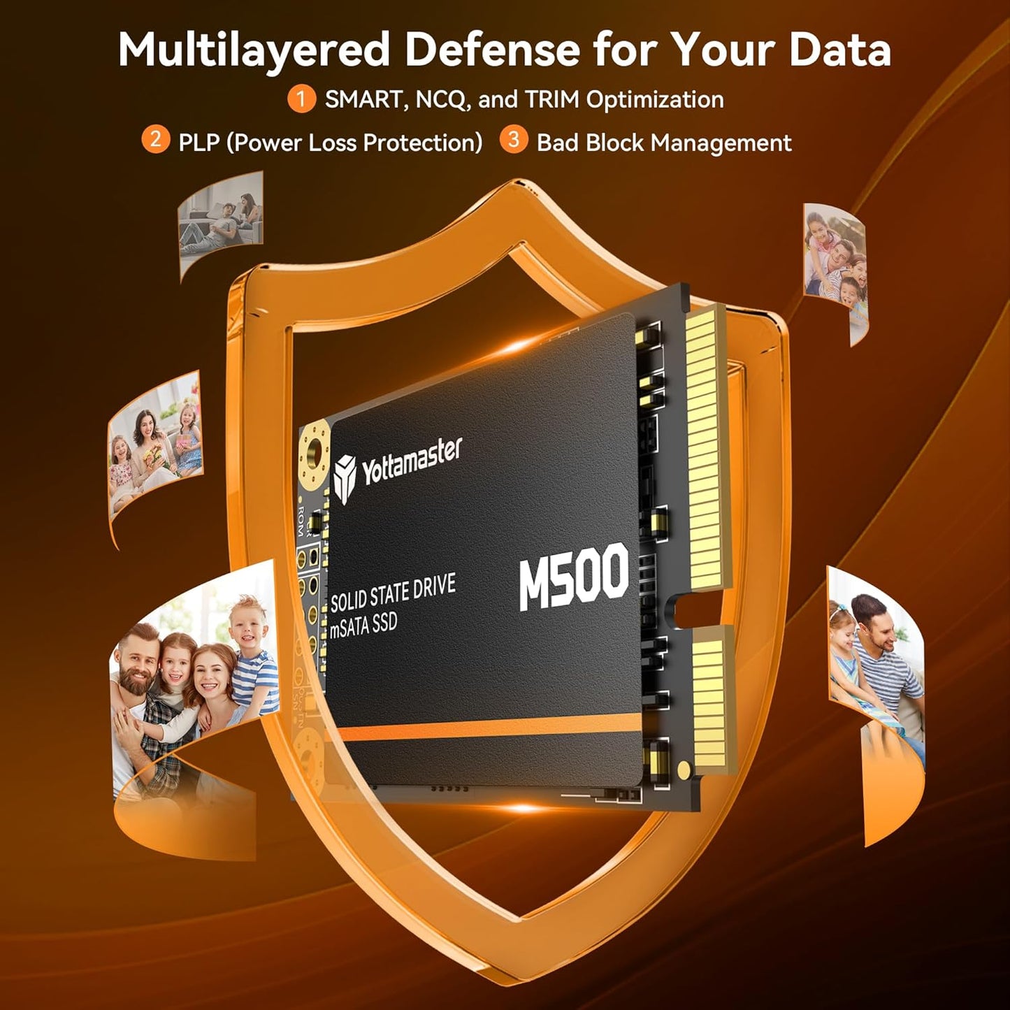 Yottamaster M500 256GB mSATA SSD SATA III 6Gb/s, mSATA Internal Solid State Drive Up to 500MB/s, Mini-SATA with 3D NAND, Compatible with Ultrabooks Desktop PC Laptop, All-in-One PCs, 30x50mm