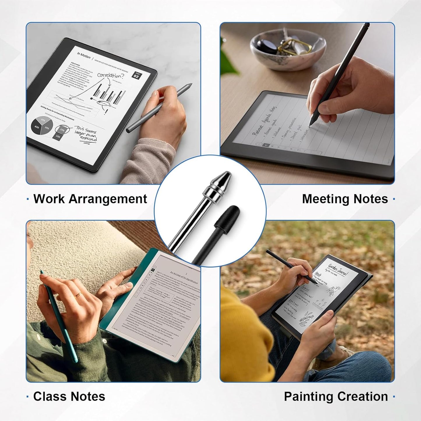 No Wore Out Titanium Alloy Replacement Fine Tips 1 Pcs & 10 Pcs Soft Felt Nibs Combo Set fit for Kindle Scribe Basic and Premium Pens Digital Pen, Smooth Ballpoint Note Taking Backup Nibs