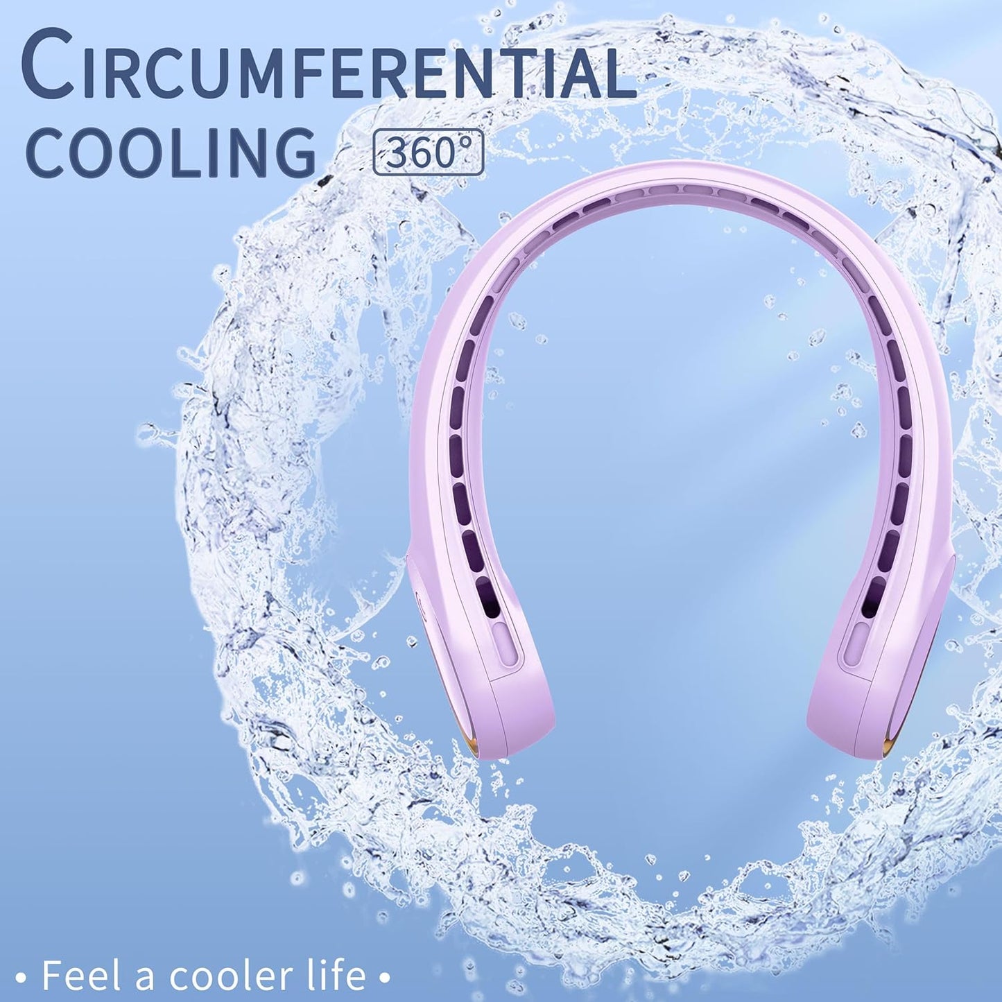 FrSara Neck Fan, Portable Personal Fan Strong Wind, 5200mAh, Air Volume,360° Cooling, No Hair Twisting, Air Volume On 2 Sides, Non-Slip, Quick Charge, Long Use Time, Gift for Women, Men, Birthday