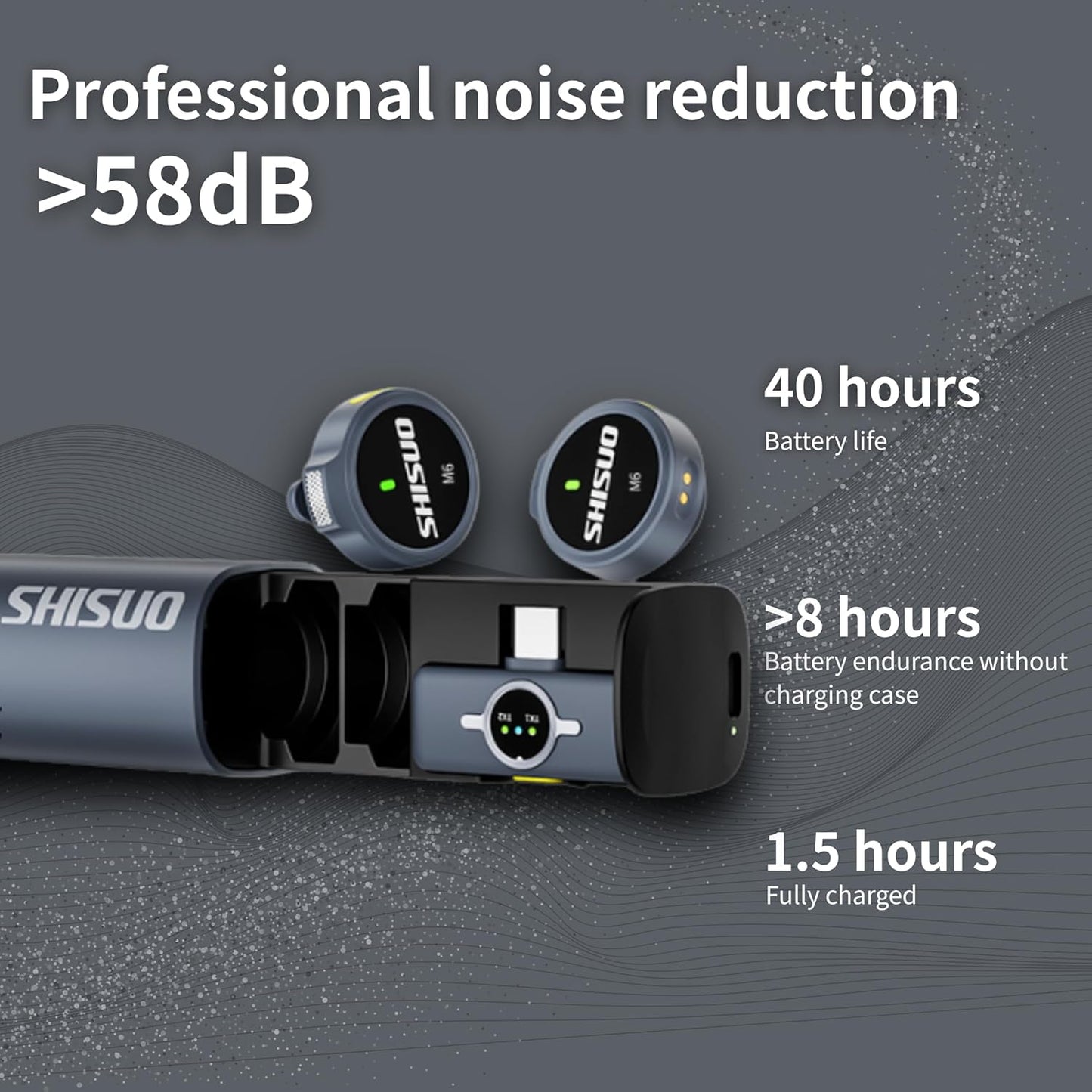 Wireless Lavalier Microphone for iPhone Android, Mini Clip-On Mic with Portable Charging Case, for YouTube Vlogging, Video Recording, Podcast, TikTok Content Creation