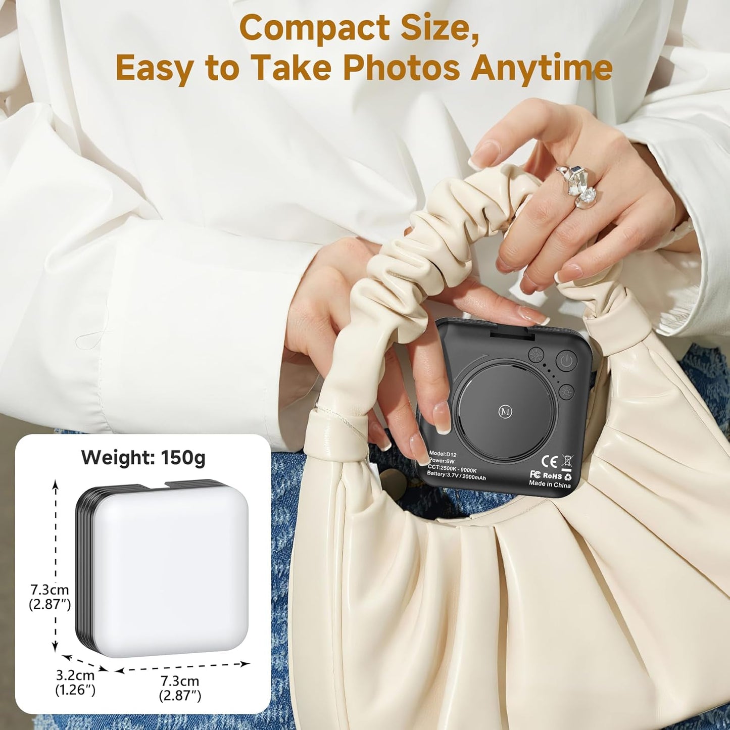 80 LED Selfie Light with 3 Modes, Portable Phone Light with Clip & 1/4 in Screw Hole, Rechargeable Clip Fill Video Conference Selfie Panel Lights for Phone/Camera/iPad/Laptop/TikTok