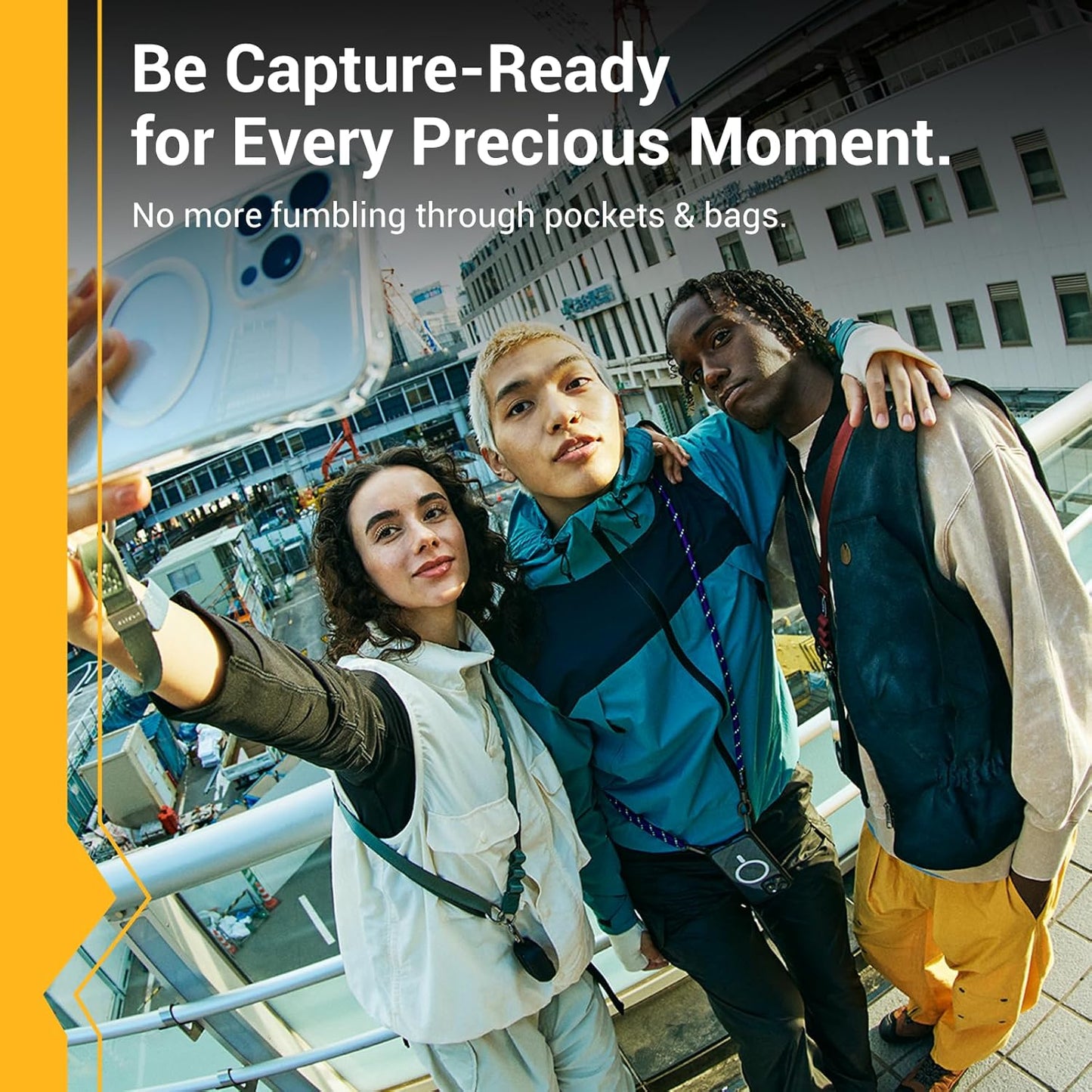 MAGEASY Universal Cell Phone Lanyard - Anti-Theft Thick Rope Crossbody Phone Strap for iPhone 16 Pro Max & Most Smartphones, for Men & Women | 8.3mm Reflect Black