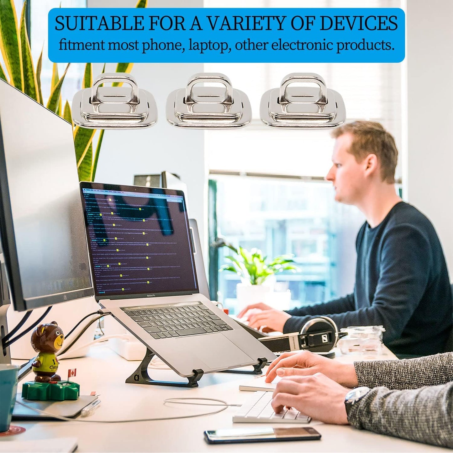 3 Pack Anti Theft Self Adhesive Security Plate for Cables to Lock Down Laptops, Mac Book, Tablets, iPad, or Other Computer