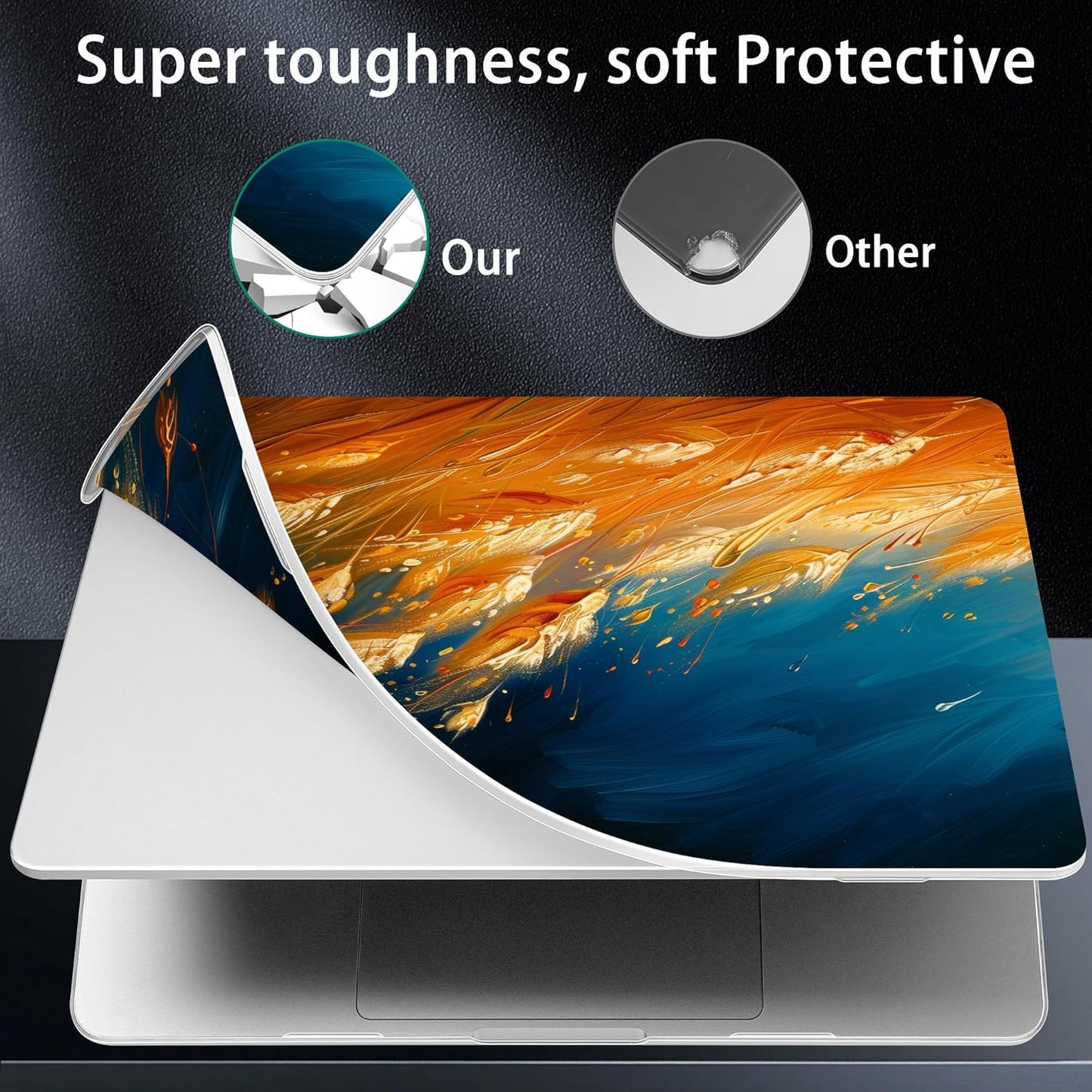 for MacBook Pro 16 inch Case 2021 2022 2023 2024 Release A3186 A3403 M4 A2991 M3 A2780 M2 A2485 M1 Pro/Max, Hard Shell Case with Screen Protector & Keyboard Cover, Golden Grain