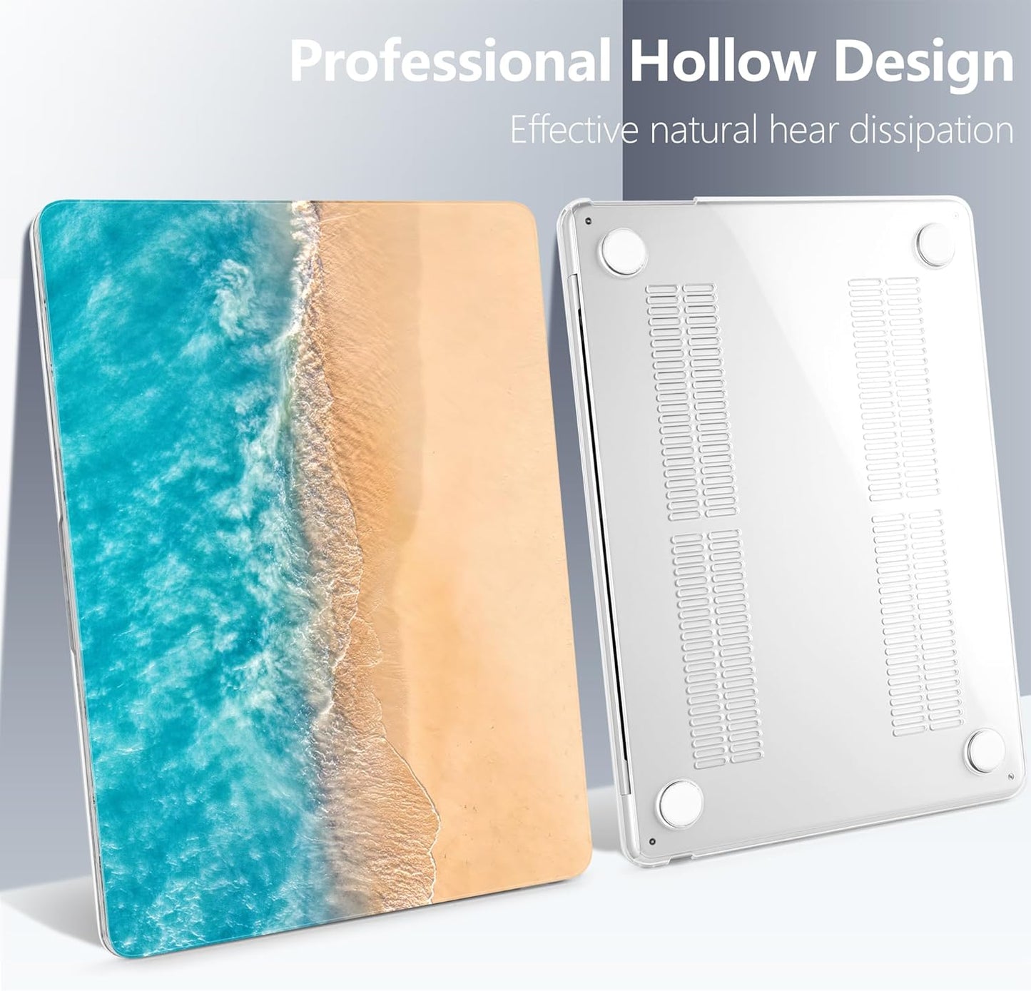 Batianda Premium Case for New MacBook Air 15 inch 2025 M4 2024 2023 with M3 M2 Chip Model A3114 A2941, Designed Protective Plastic Hardshell & Keyboard Cover & Screen Protector, Beach