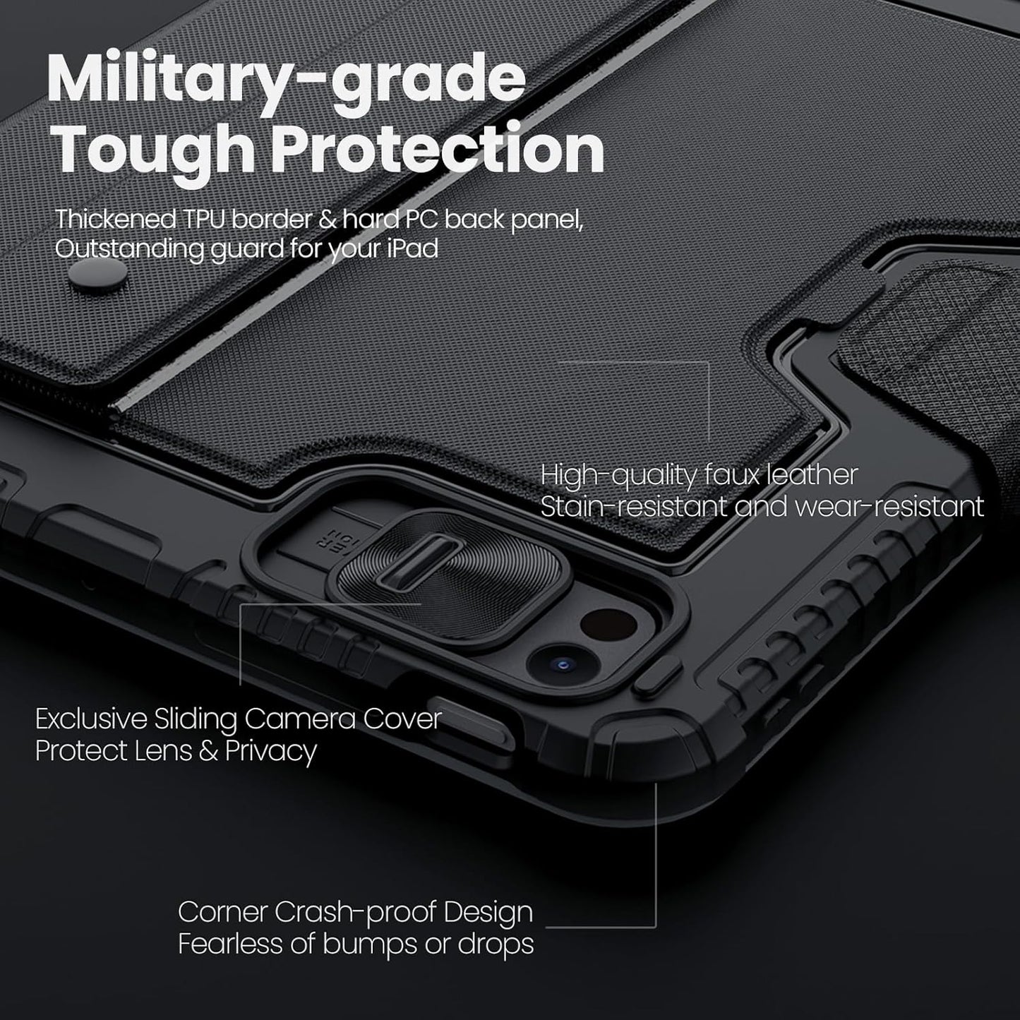 Nillkin iPad Pro 11 inch (M4, 2024) Case with Detachable Keyboard, Magic Trackpad, 7 Colors Backlit, Portrait/Landscape Modes, Rugged Keyboard Case with Camera Cover for iPad Pro 11” 5th Gen, Black