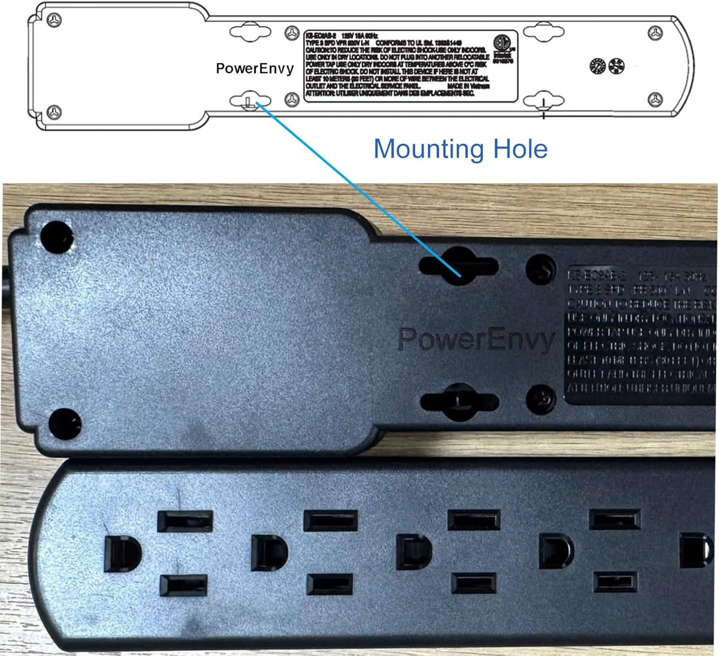 6-Outlet Surge Protector 2pk – 250 Joules, 2ft Cord, 15A/125V, 1875W Max – Right Angle Plug, Black – Home, Office, & Electronics Protection