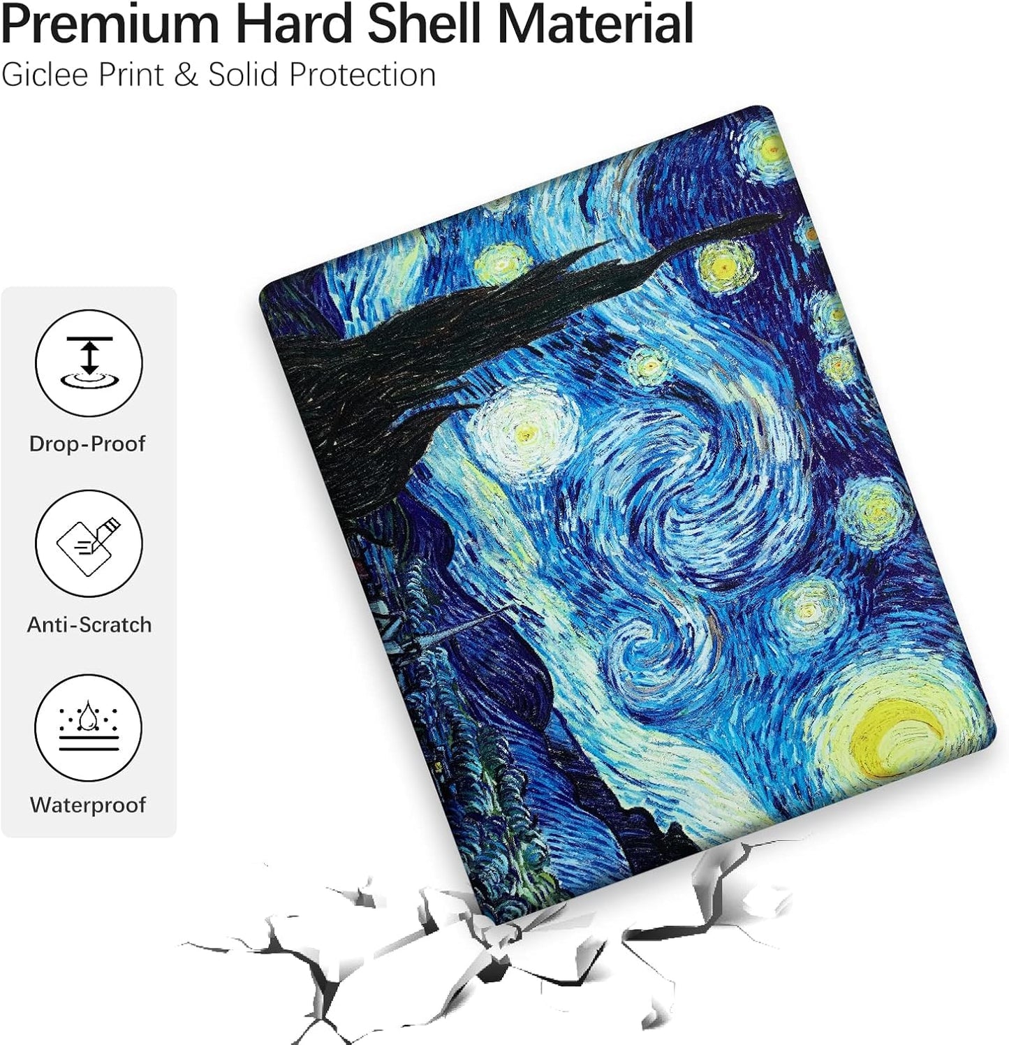 Compatible with MacBook Pro 13 inch Art Case Skin, 2022, 2021, 2020-2016 Release A1706/A1989/A2159 Cover Hard Shell with Keyboard Cover & Screen Protector (The Starry Night by Vincent Van Gogh)