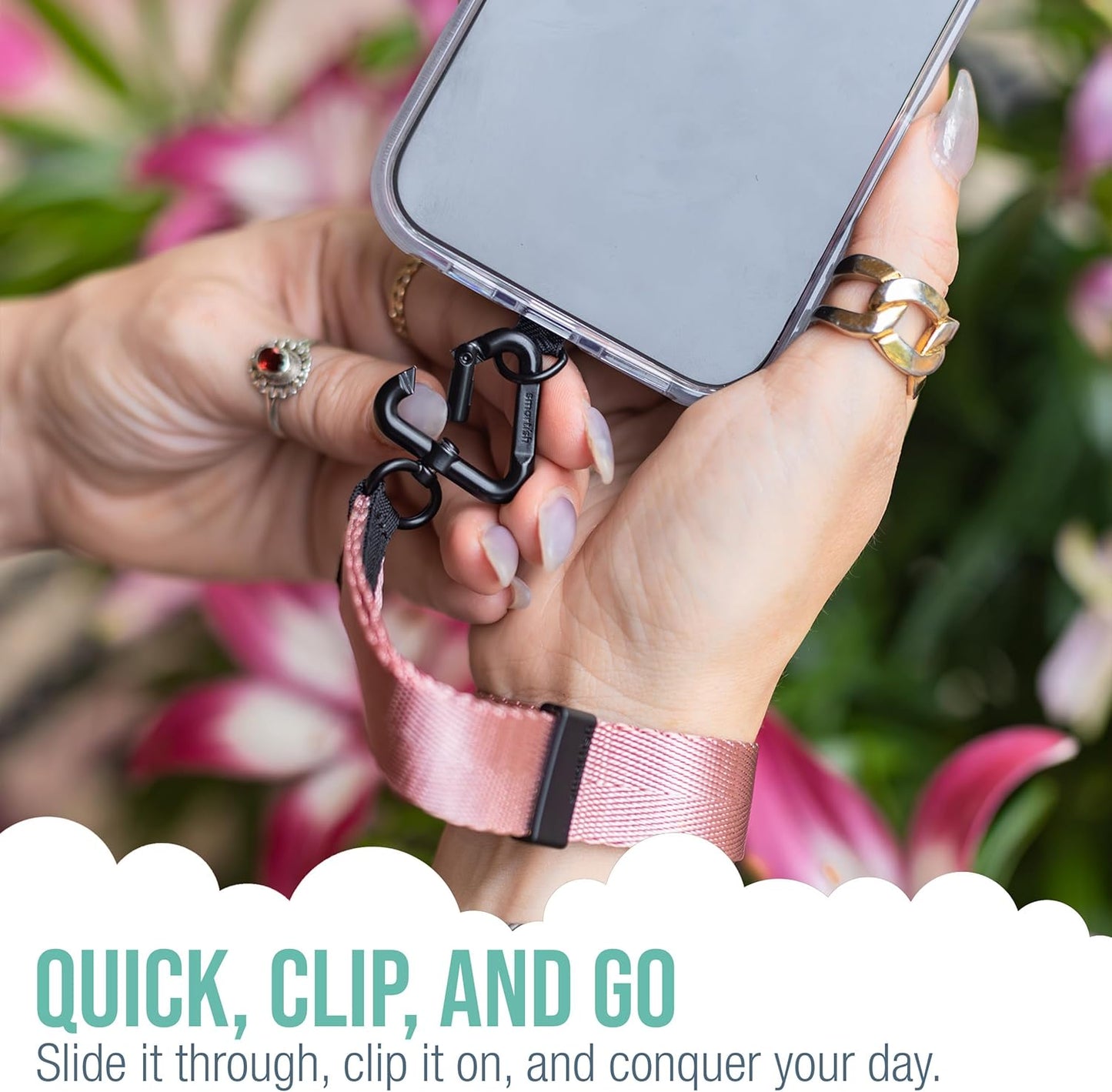 Smartish Phone Wristlet - Case Clinger - Universal iPhone Holder with Detachable Wrist Strap Loop with Phone Insert Unisex Gift for All Phone Cases iPhone, Galaxy, Pixel - Mauve It or Lose It