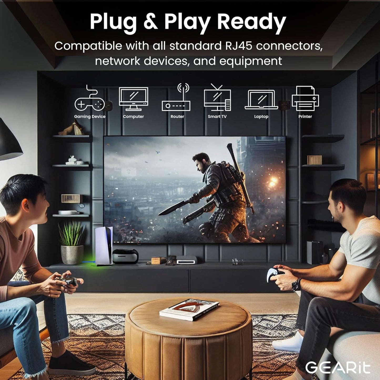 GEARit Cat 6 Ethernet Cable Pack - 24-Pack 25 ft Cat6 Ethernet Patch Cables | RJ45 Network Patch Cable, 10 Gbps Snagless Gold-Plated Connectors - Ethernet Cable Cat 6 for PC, TV, Router - Blue