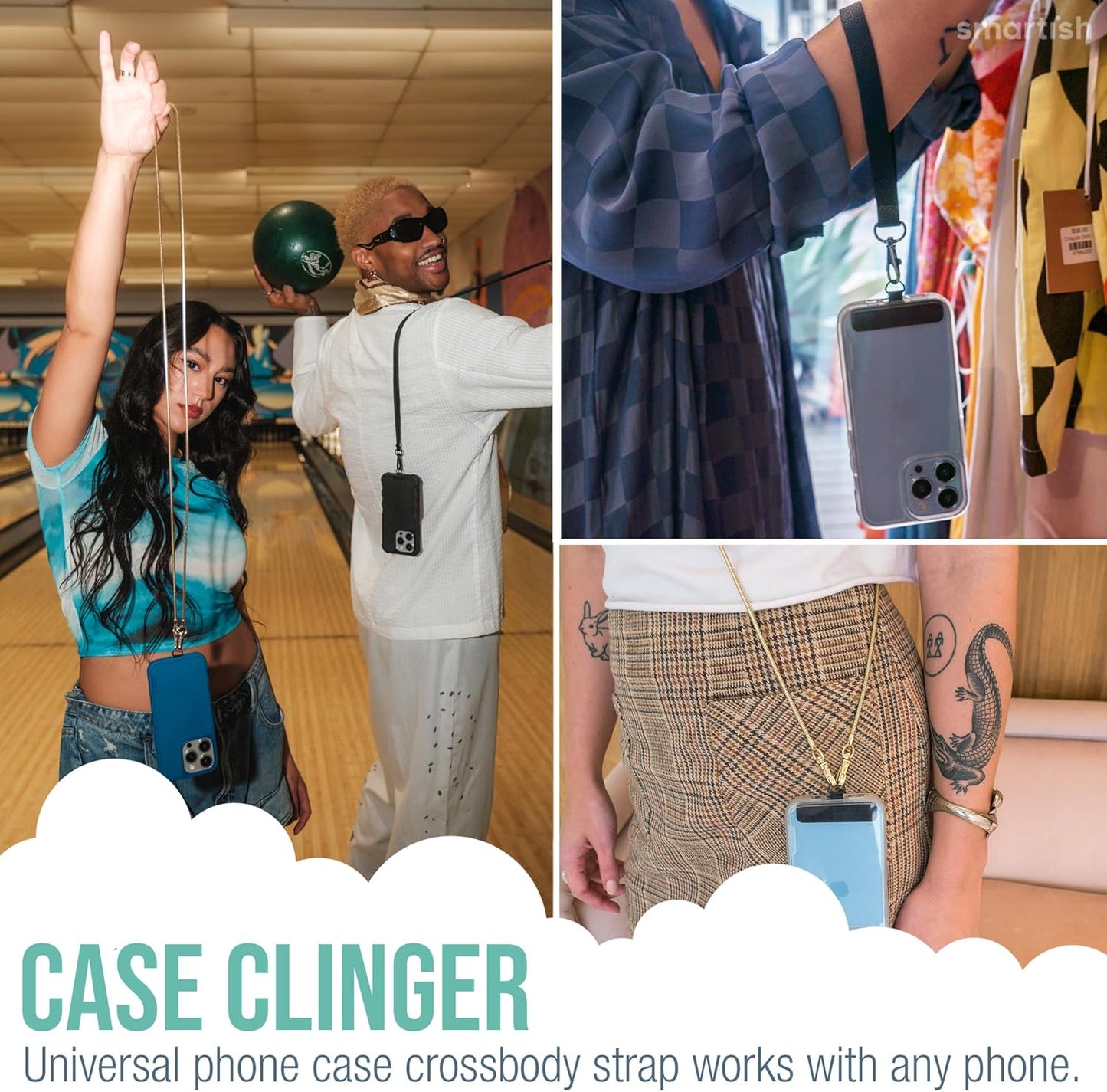 Smartish Phone Lanyard - Case Clinger - Universal iPhone Holder with Detachable Crossbody Shoulder Neck Strap Compatible with All Phone Cases - Rosé All Day