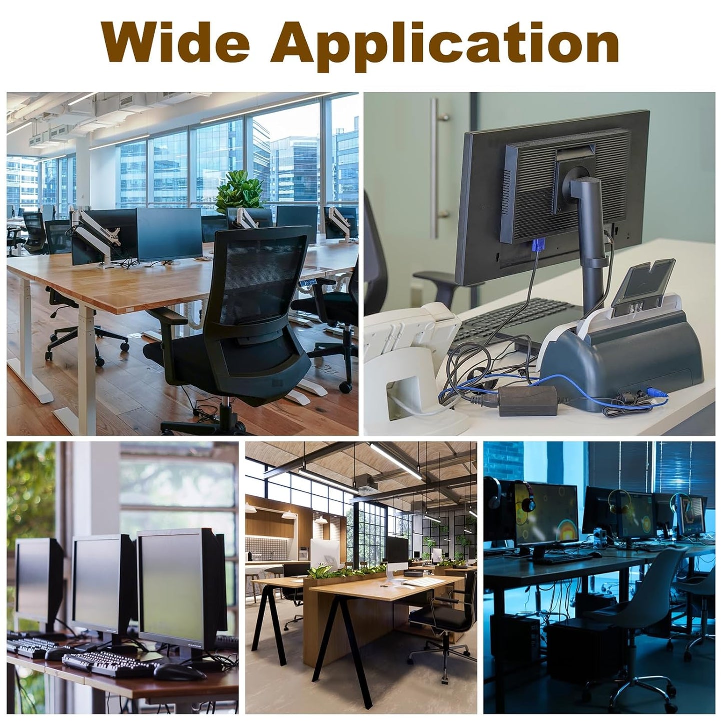 uxcell 8 Pcs 60mm (2.36 Inch) Desk Grommet, Plastic Cable Hole Cover, Wire Cord Cable Organizer for Home Office Computer Desk Cabinet, Brown