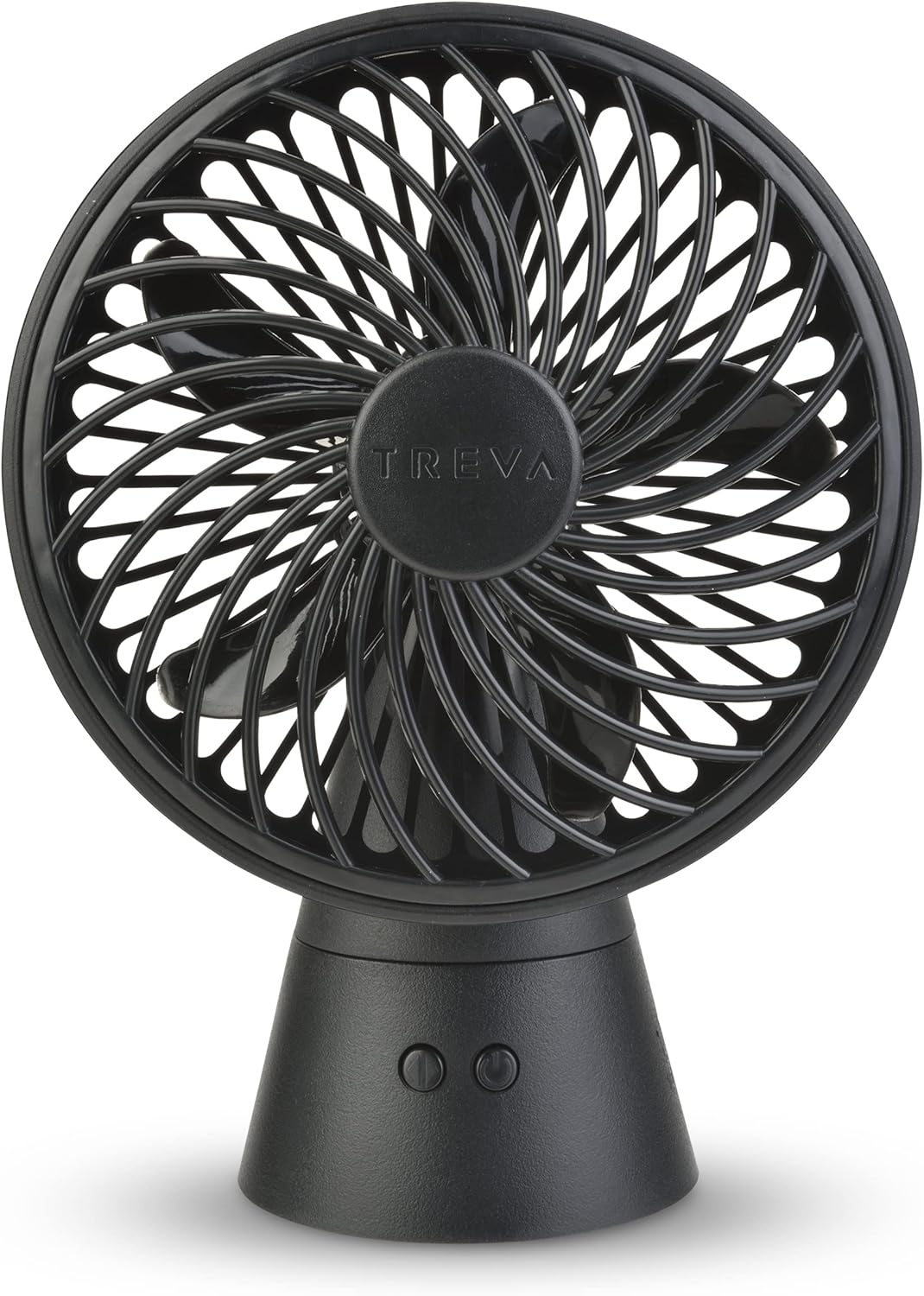 Treva 5 Inch Rechargeable Oscillating Fan with USB Charging Port, 3 Speed Circular Cooling Design, Portable Fan with 60 Degrees of Range for Home or Travel