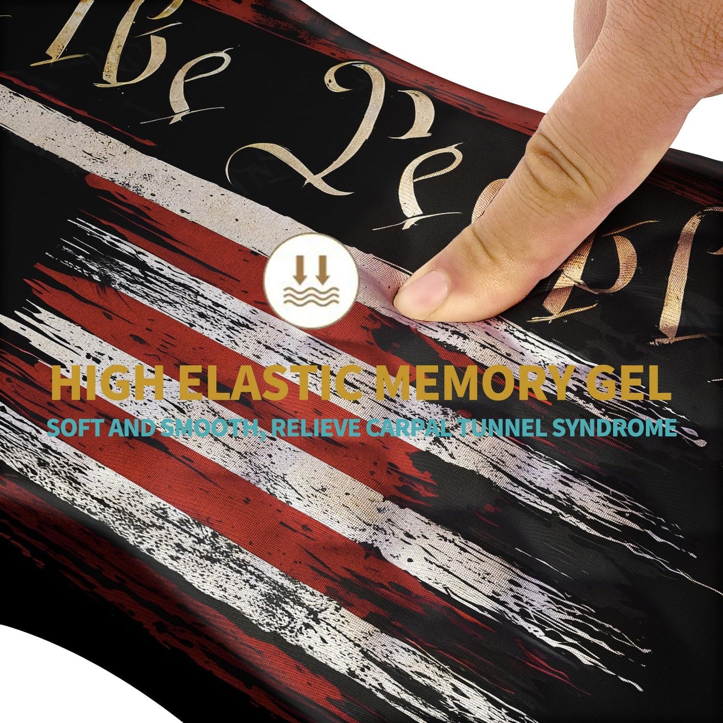 Hokafenle Ergonomic Mouse Pad Wrist Support with Massage Design, Wrist Rest Pain Relief Mousepad with Memory Foam&Non-Slip PU Base, Mouse Pads for Wireless Mouse & Desk (12x8 inch,Flag)