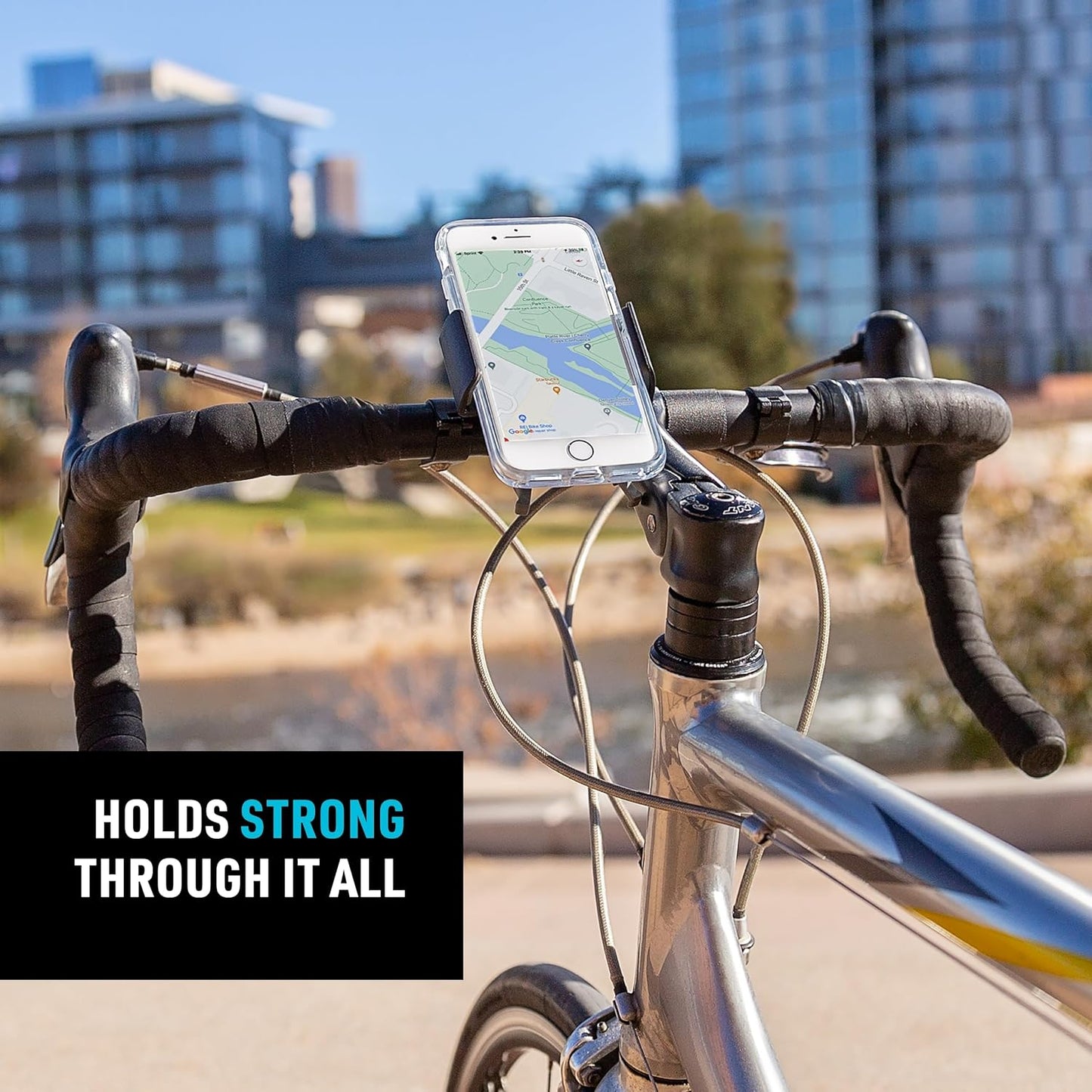 Nite Ize Squeeze Rotating Smartphone Bar Mount - Bike Mount Phone Holder for Handlebars - Phone Holster Accessories - Rotating Phone Holder with Easy-to-Squeeze Levers - Black