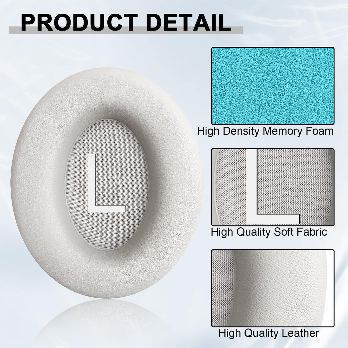 Replacement Ear Pads for Bose QuietComfort 45 (QC45)/QuietComfort SE (QC SE)/Quiet Comfort Headphones, Ear Cushions, Headset Earpads, Ear Cups Cover with Soft Protein Leather (White)