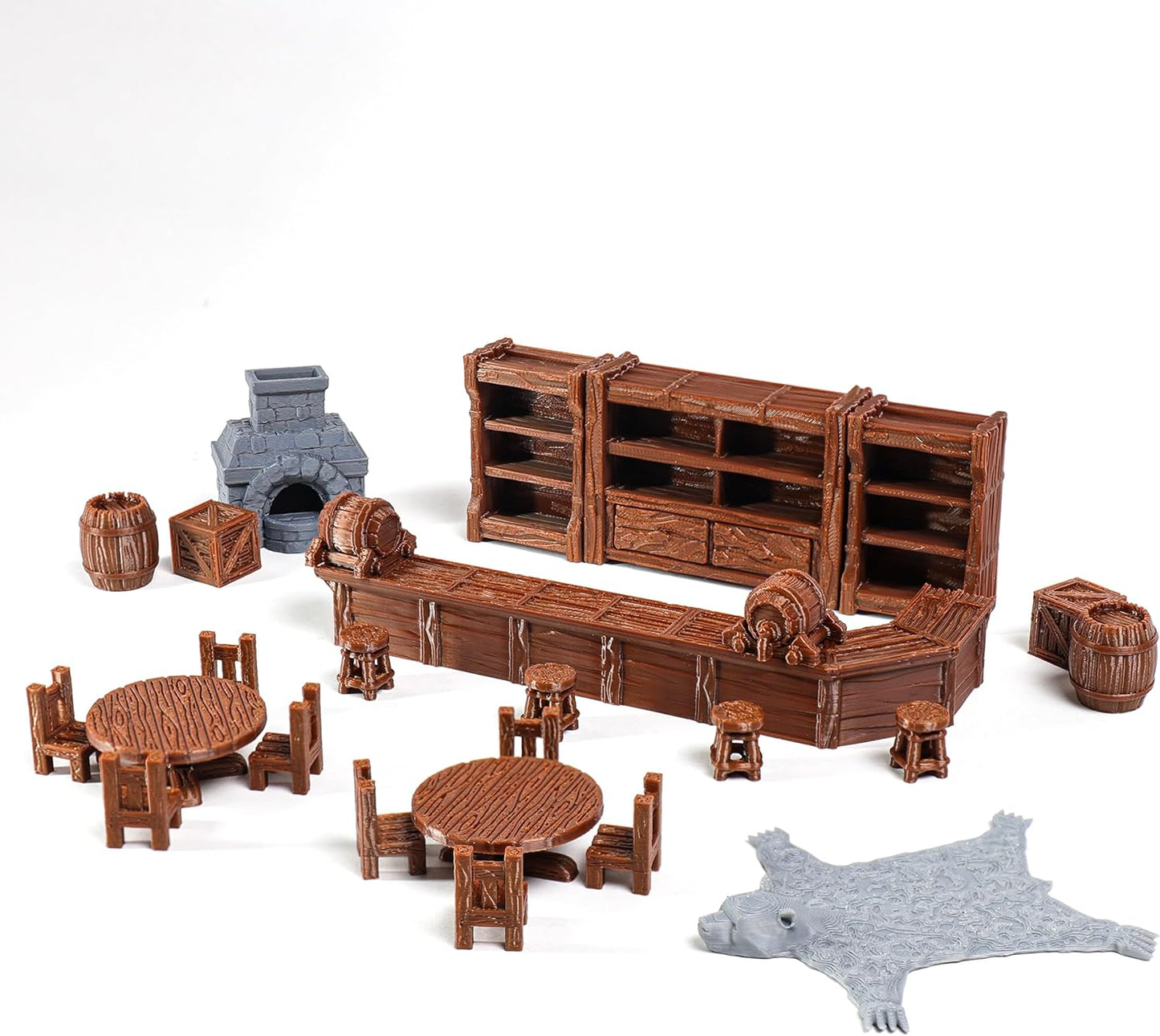 Tavern Bar Furniture Set, D&D Terrain, 3D Printed Tabletop RPG Scenery and Wargame Terrain 28mm Dungeon Miniatures