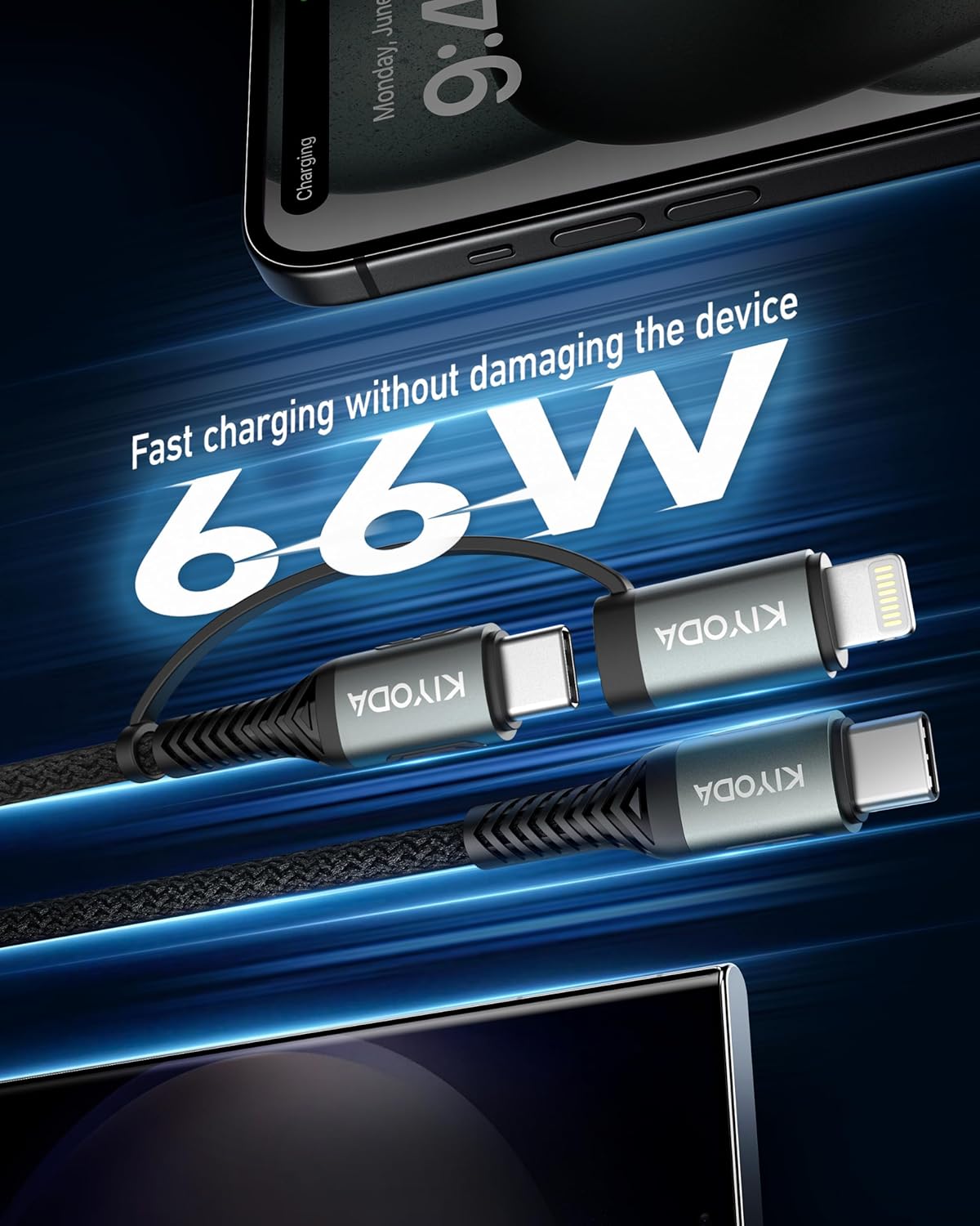 Coiled USB C to USB C and Lightning Cable 2 in 1, 3FT 2Pack Braided Cord Fast Charging Type C Car Charger for iPhone 16 15 14 13 12 11,iPad, Samsung Galaxy, Google Pixel, Moto, LG, TCL Phones