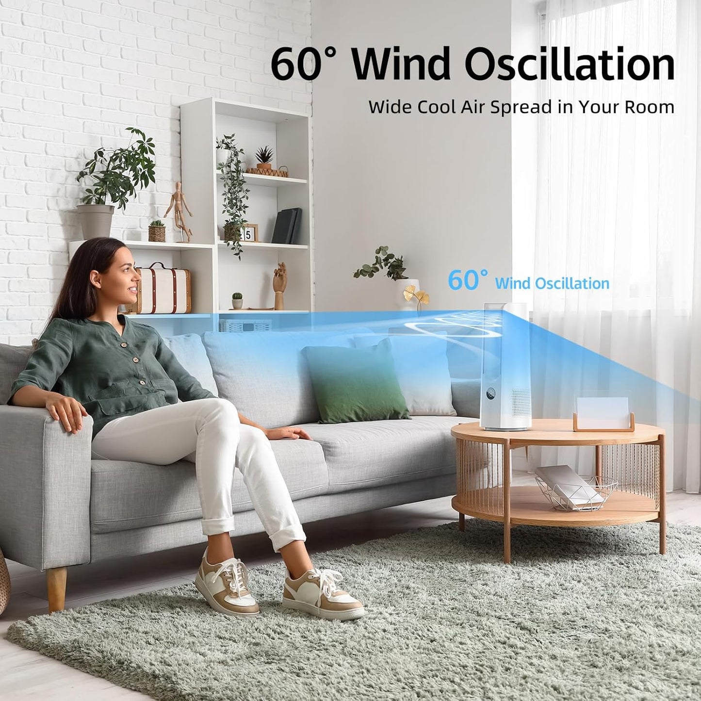 Desk Fan, 13 Inch Portable Bladeless Fan, Small Quiet Table Fan with 60°Oscillating, 9 Speeds & 9H Timer, LED Display, Button Control, Easy to Clean, Personal Desktop Fan for Bedroom, Office