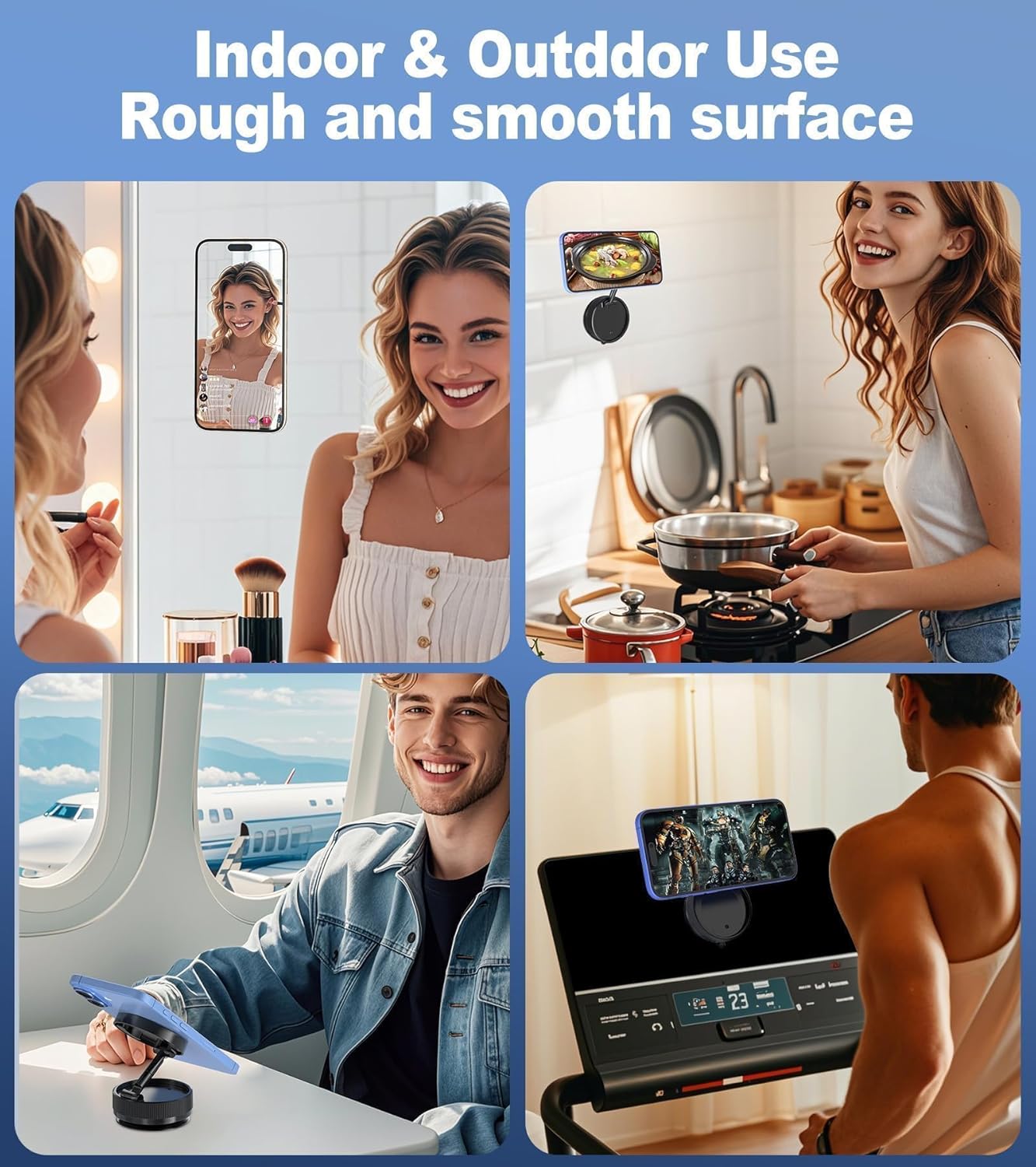 Vacuum Magnetic Phone Holder, Suction Cup Phone Mount for Car [80 LBS Strongest Suction & 2400gf Strongest Magnetic] 3s Fast Install, 360 Rotatable Phone Stand for iPhone Android Mirror & Gym