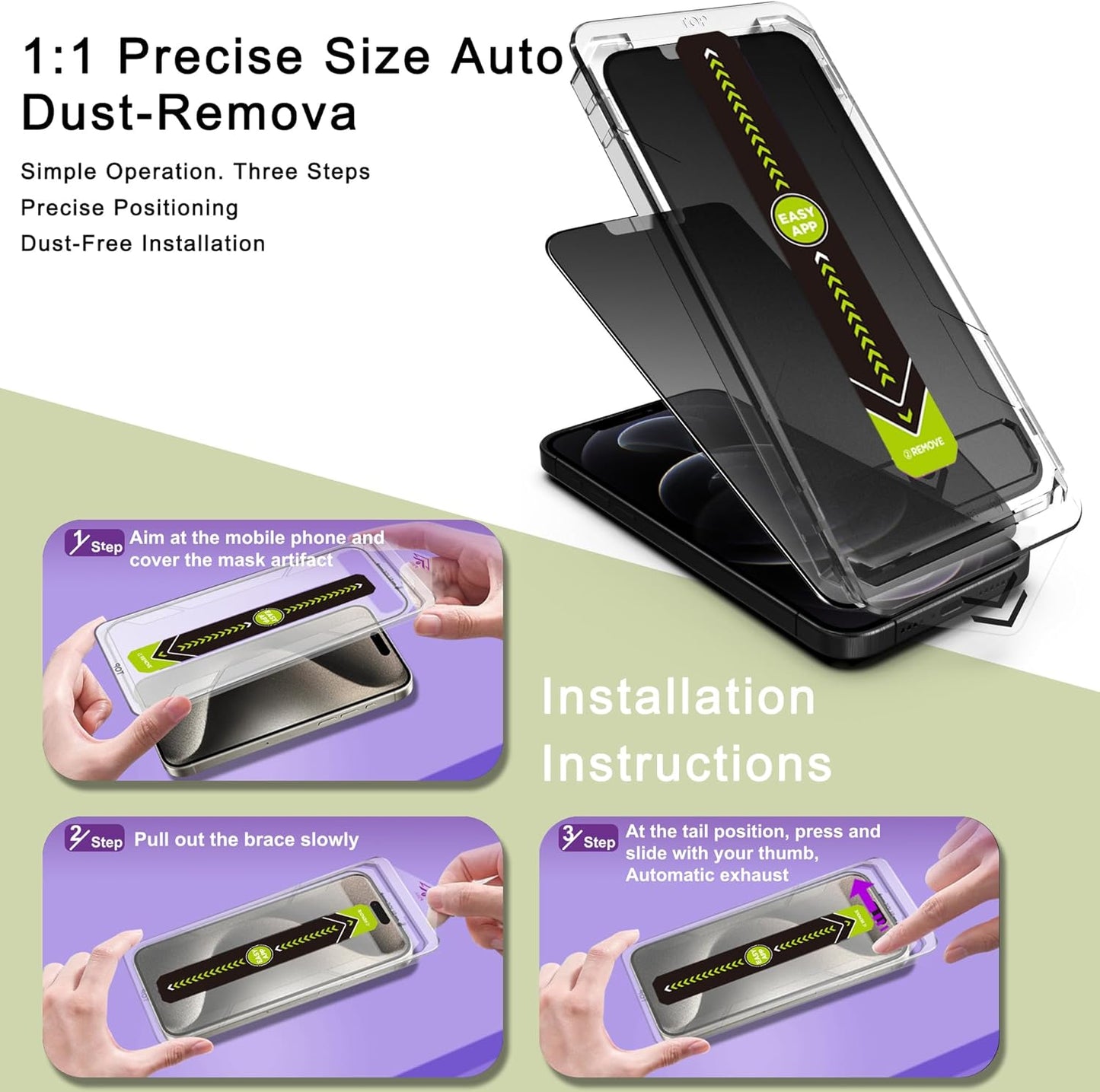 (2-Pack Matte Privacy Anti-Spy Screen Protector for iPhone 12/12 Pro (6.1-Inch),9H Tempered Glass,Anti-Glare,Full Coverage,Anti-Fingerprint,Auto Dust Removal,Bubble-Free