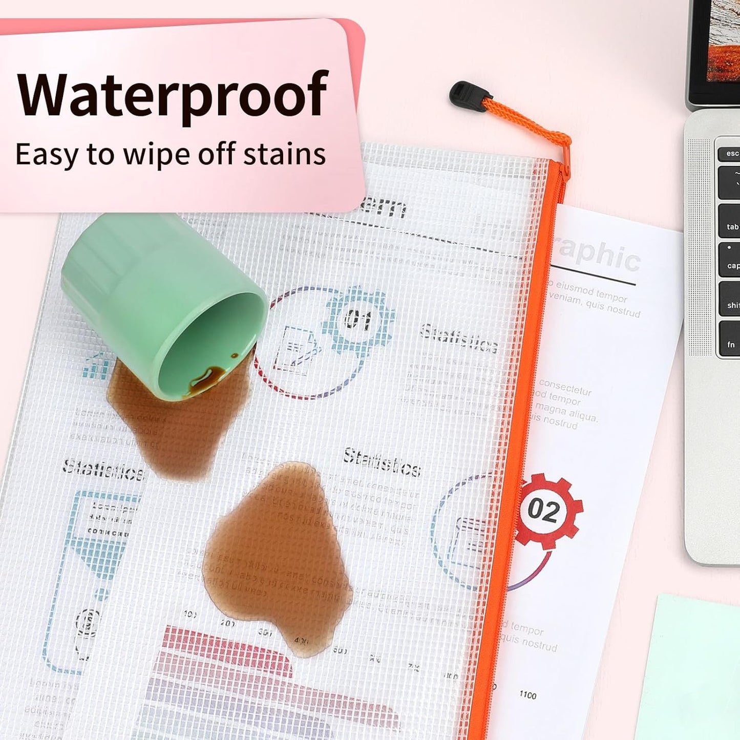 Umriox Zipper Pouch, 16.9x12.4 in (12 Colors, 12 Packs), Extra Large Zipper Bags, Waterproof Zipper Pouches for Office Supplies, Puzzles, Board Game Storage & Cross Stitch Projects