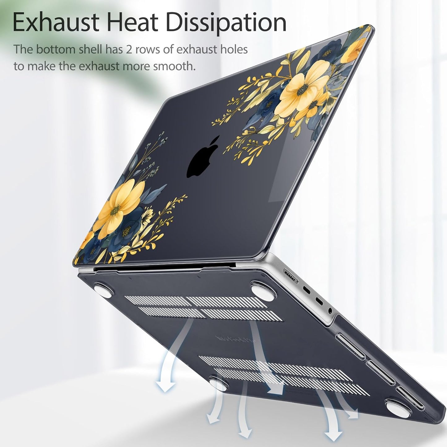 Tuiklol for MacBook Pro 14 Inch Case 2024-2021 Release M4 A3112 A3401 A3185/M3 A2918 A2992/M2 A2779/M1 A2442 Pro/Max,Hard Shell Case with Keyboard Cover & Screen Protector for Touch ID,Leaves & flower