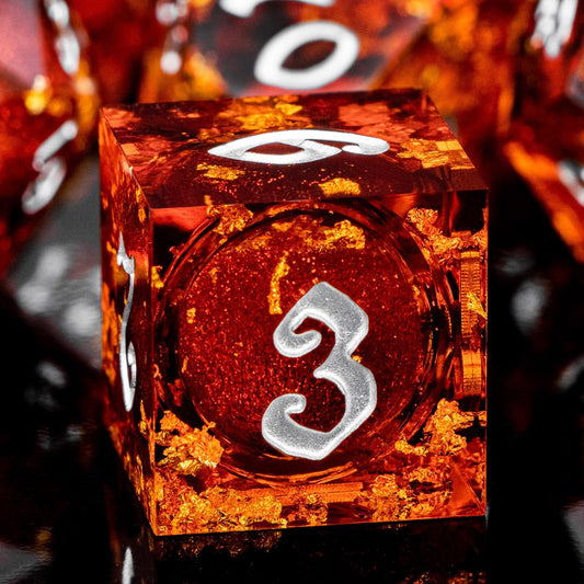 ARUOHHA Liquid Core DND Dice Set, 7pcs Resin Sharp Edged Dragons Dice Role Playing Games, RPG Silver Numbers Red Dungeons Polyhedral Dice with Gift Box D20 D12 D10 D8 D6 D4