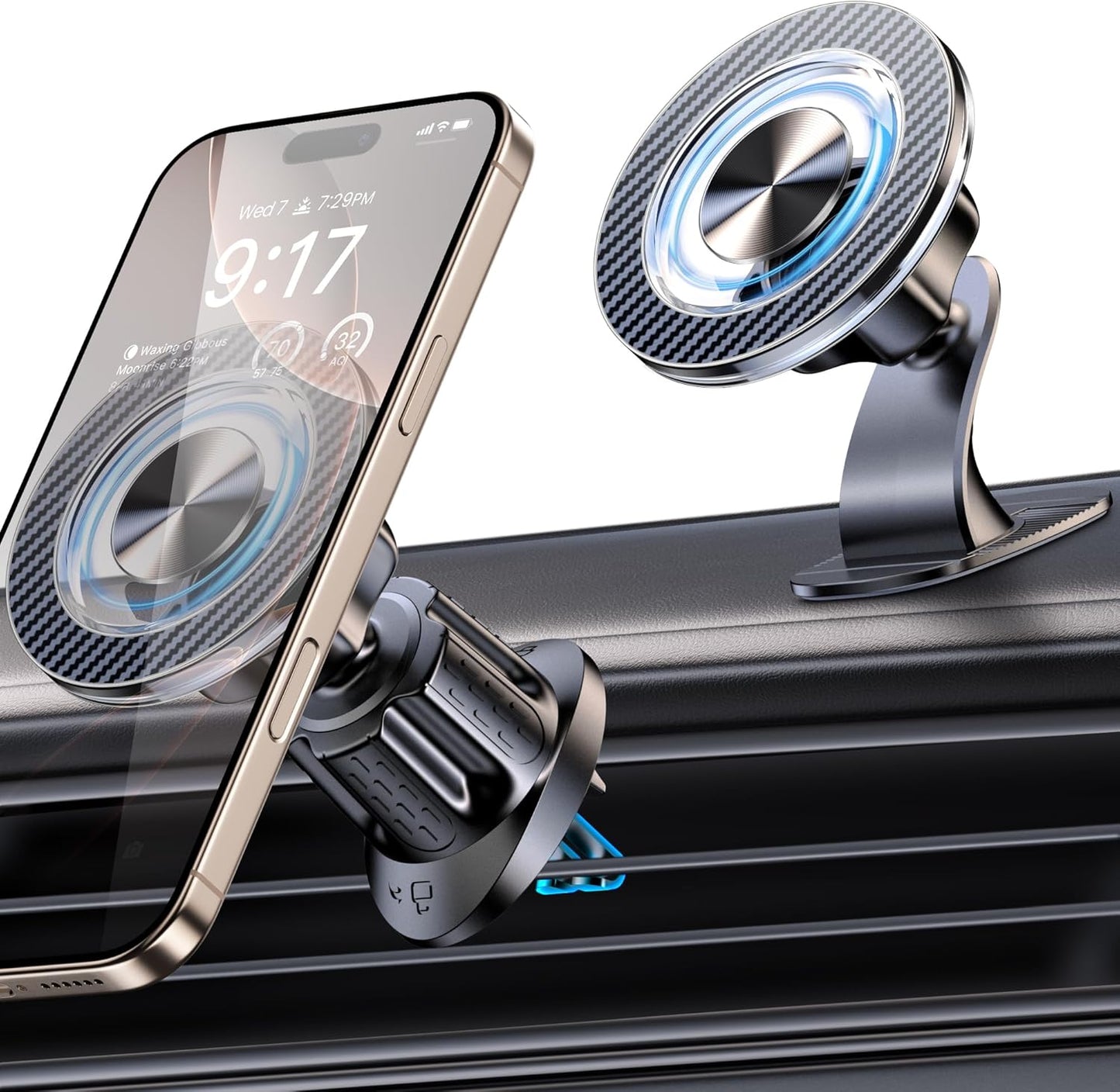 for MagSafe Car Mount Magnetic Phone Holder for Car [2025 Upgraded 22X Magnets & Double-Hooks] Phone Holders for Your Car Stand for Dashboard Vent GPS for iPhone 16/15/14/13/12 Android etc