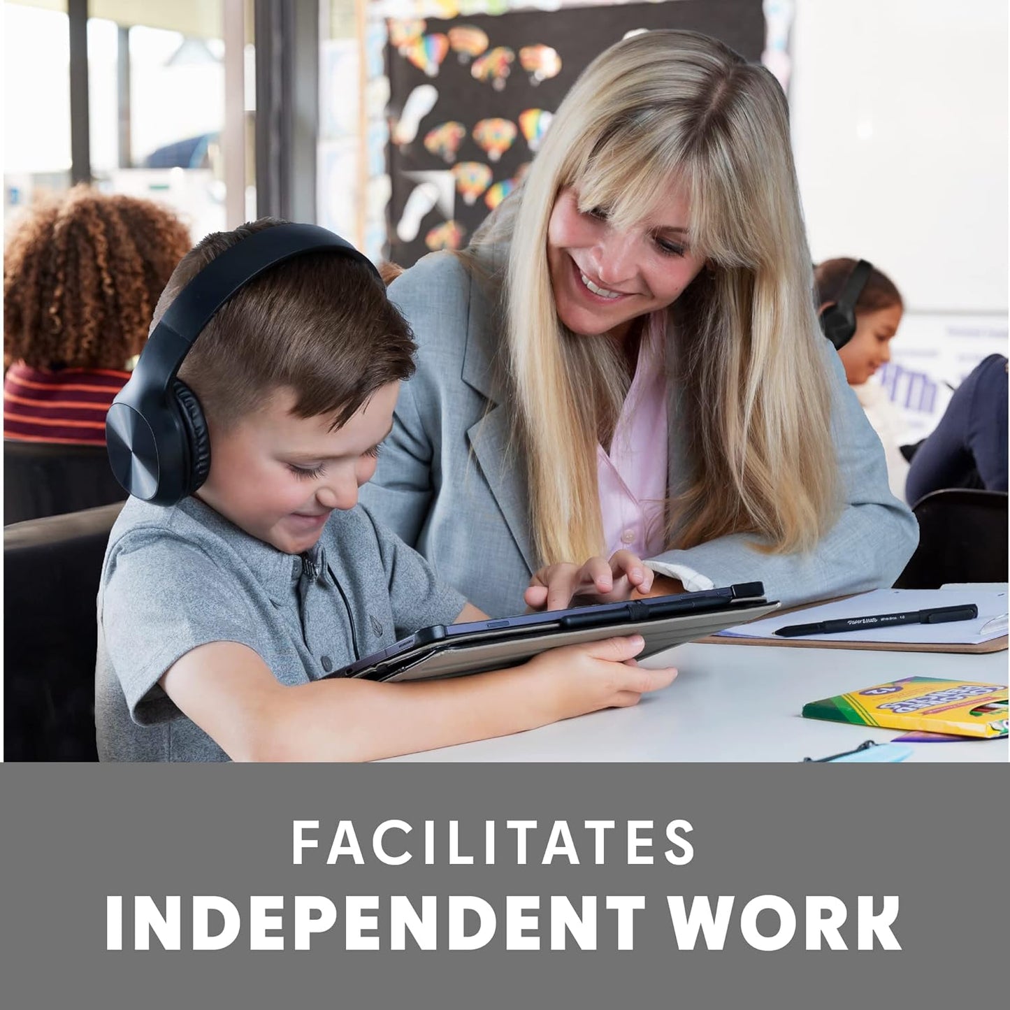 Classroom Headphones-Bulk 10-Pack, with Microphone Student On Ear Comfy Swivel Earphones for Library, School, Airplane, Kids-for Online Learning and Travel, HQ Stereo Sound 3.5mm Jack (Black)