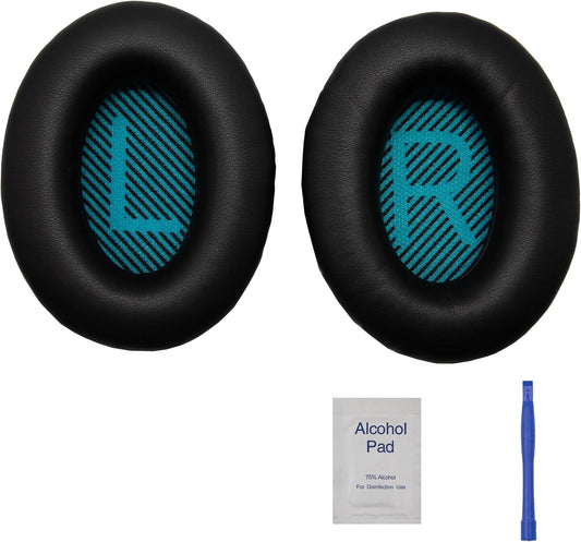 Replacement Ear Pads - Compatible with QuietComfort 35 & QC35 ii Headphones,Soft Protein Leather, Premium Noise Cancelling Earpads, Durable & Comfortable Ear Cushions (QC 35-Black&Blue)