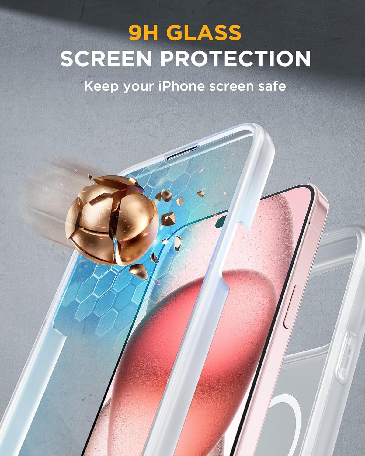 Miracase Magnetic for iPhone 15 Plus Case 6.7'' [Compatible with Magsafe] Full-Body 15 Plus Phone Case Cover with Built-in 9H Tempered Glass Screen Protector,Magnetic Frosted Clear