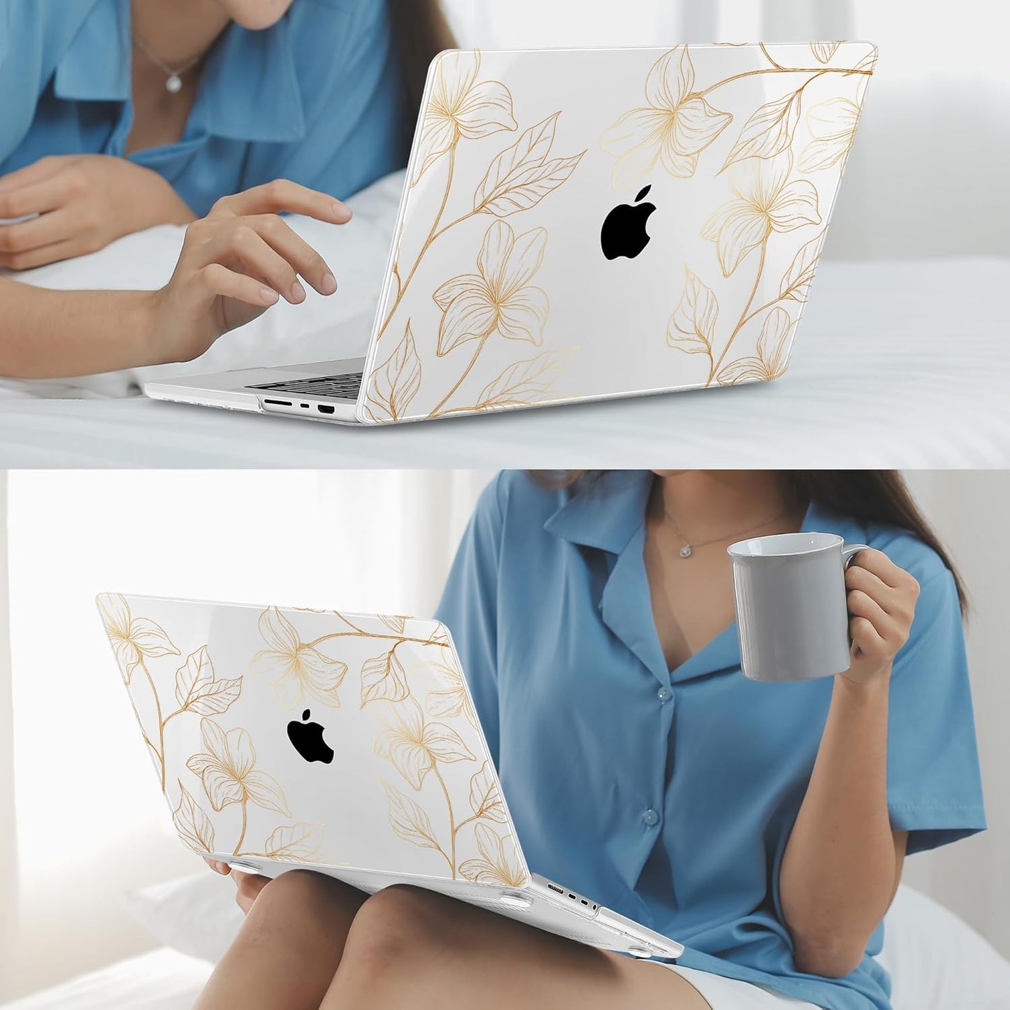 Mektron Case for MacBook Pro 16" M4 A3403 A3186 M3 A2991 M2 A2780 M1 A2485 (2021/2023/2024) Pro/Max with Touch ID, Hard Shell Plastic Laptop Cover Keyboard Cover Screen Protector, Flower S718